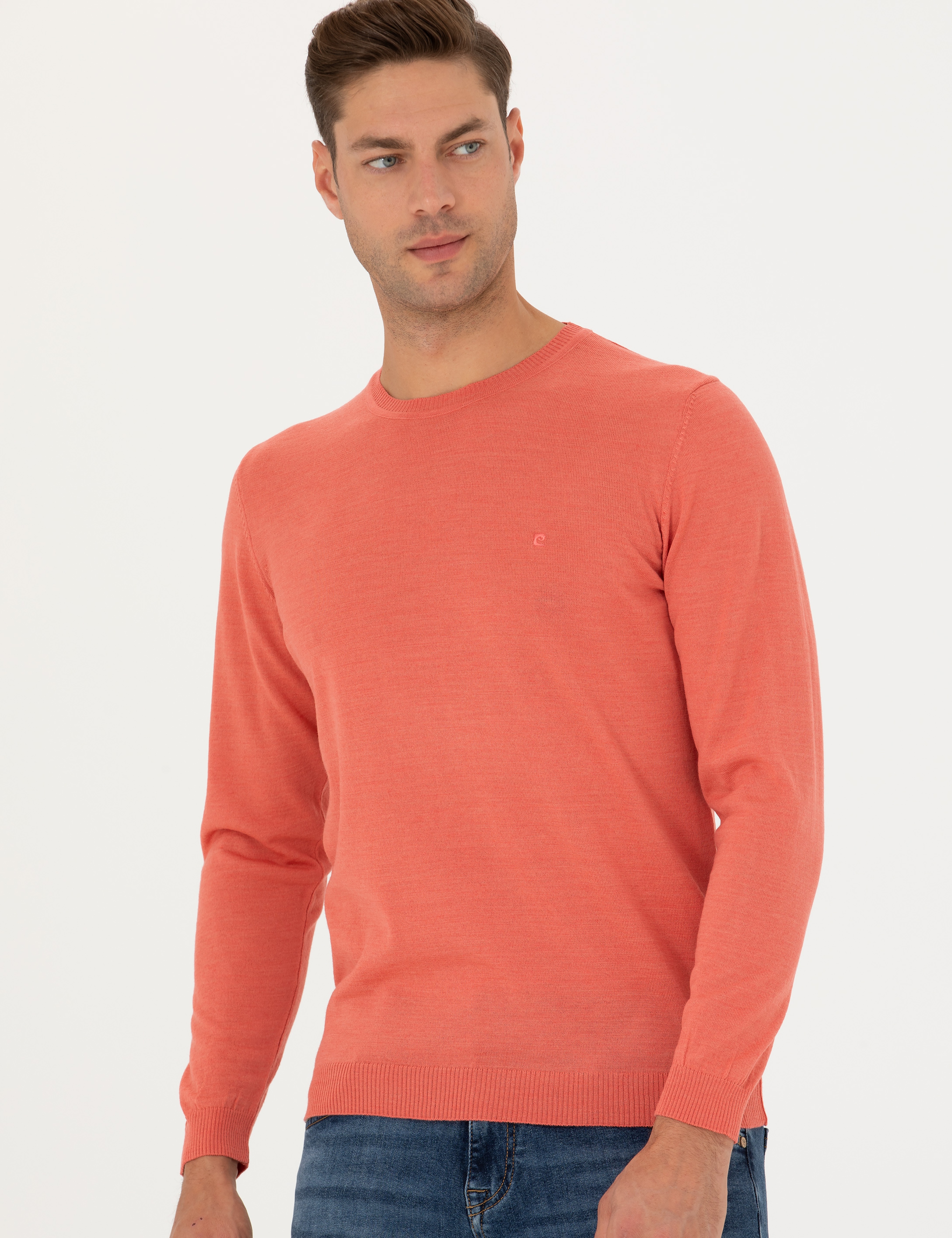 Somon Slim Fit Bisiklet Yaka Yün Karışımlı Basic Triko Kazak - Image 1