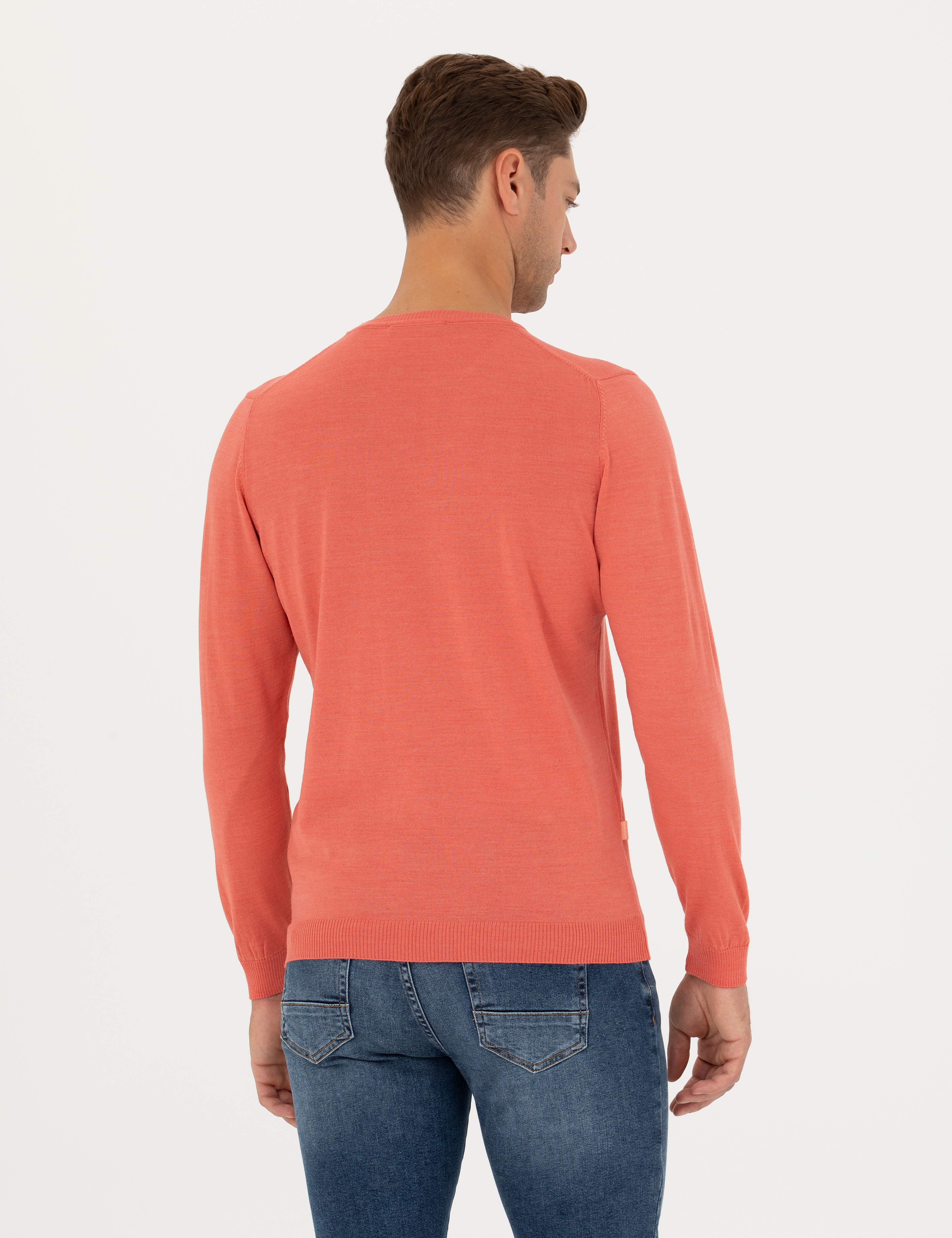 Somon Slim Fit Bisiklet Yaka Yün Karışımlı Basic Triko Kazak - Image 5