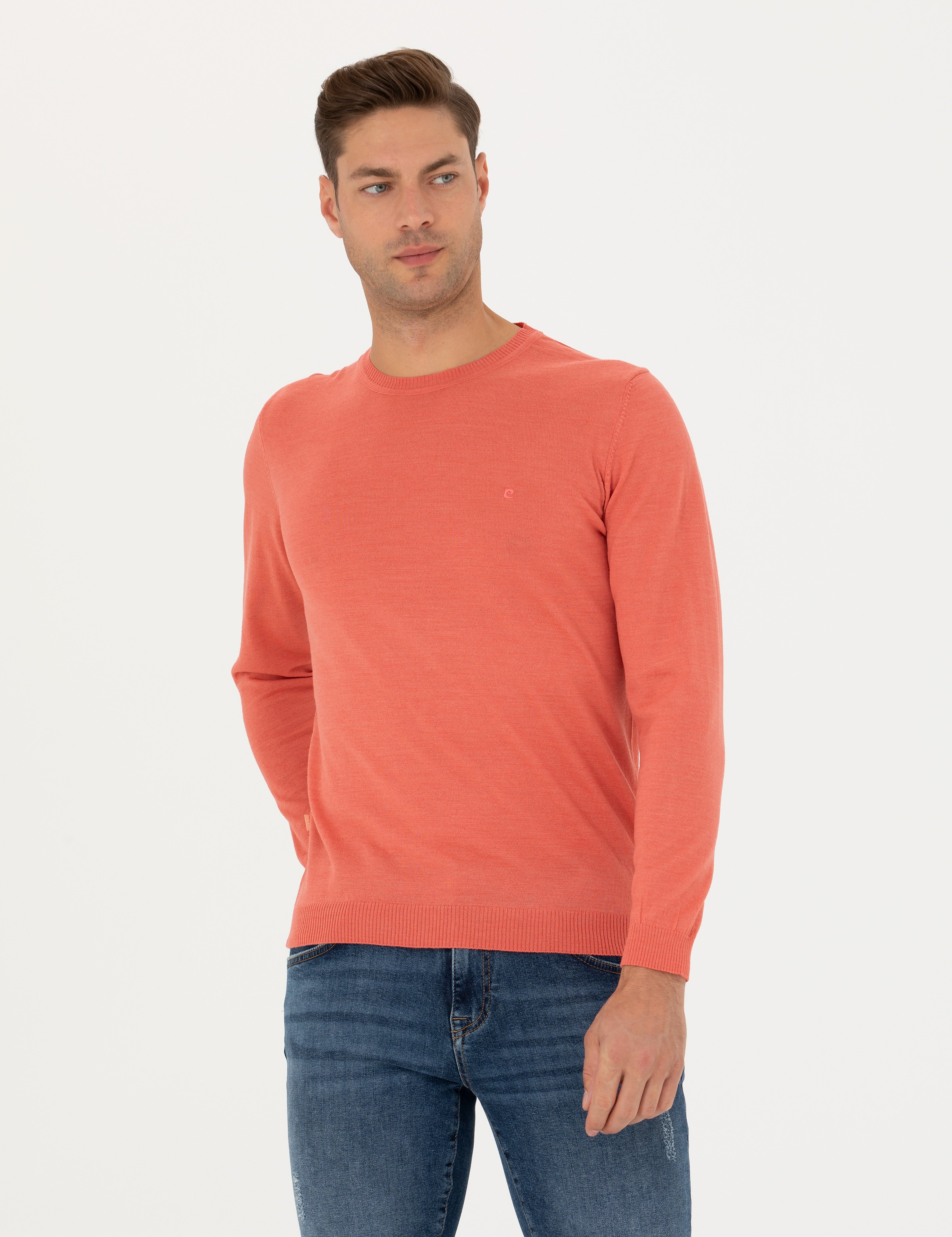 Somon Slim Fit Bisiklet Yaka Yün Karışımlı Basic Triko Kazak - Image 3