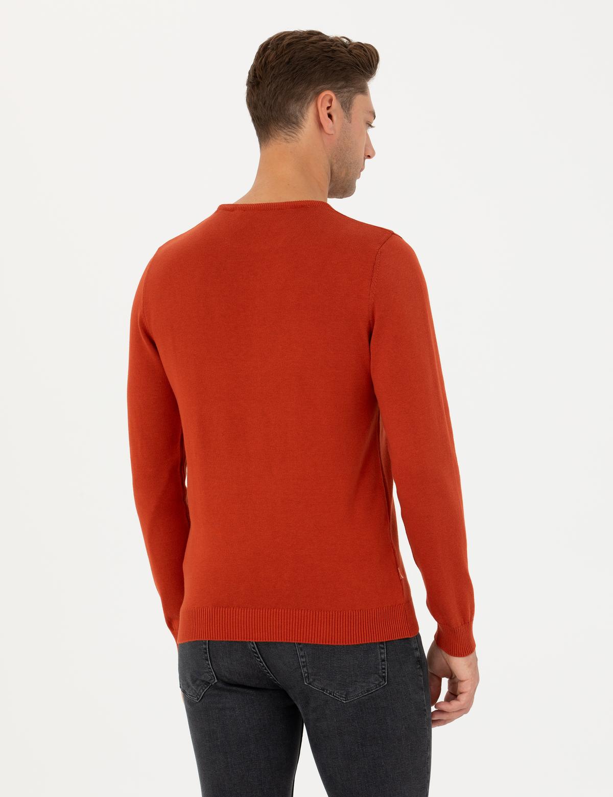 Kiremit Slim Fit Bisiklet Yaka Basic Triko Kazak - 50270179071