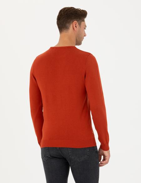 Kiremit Slim Fit Bisiklet Yaka Basic Triko Kazak - 50270179071