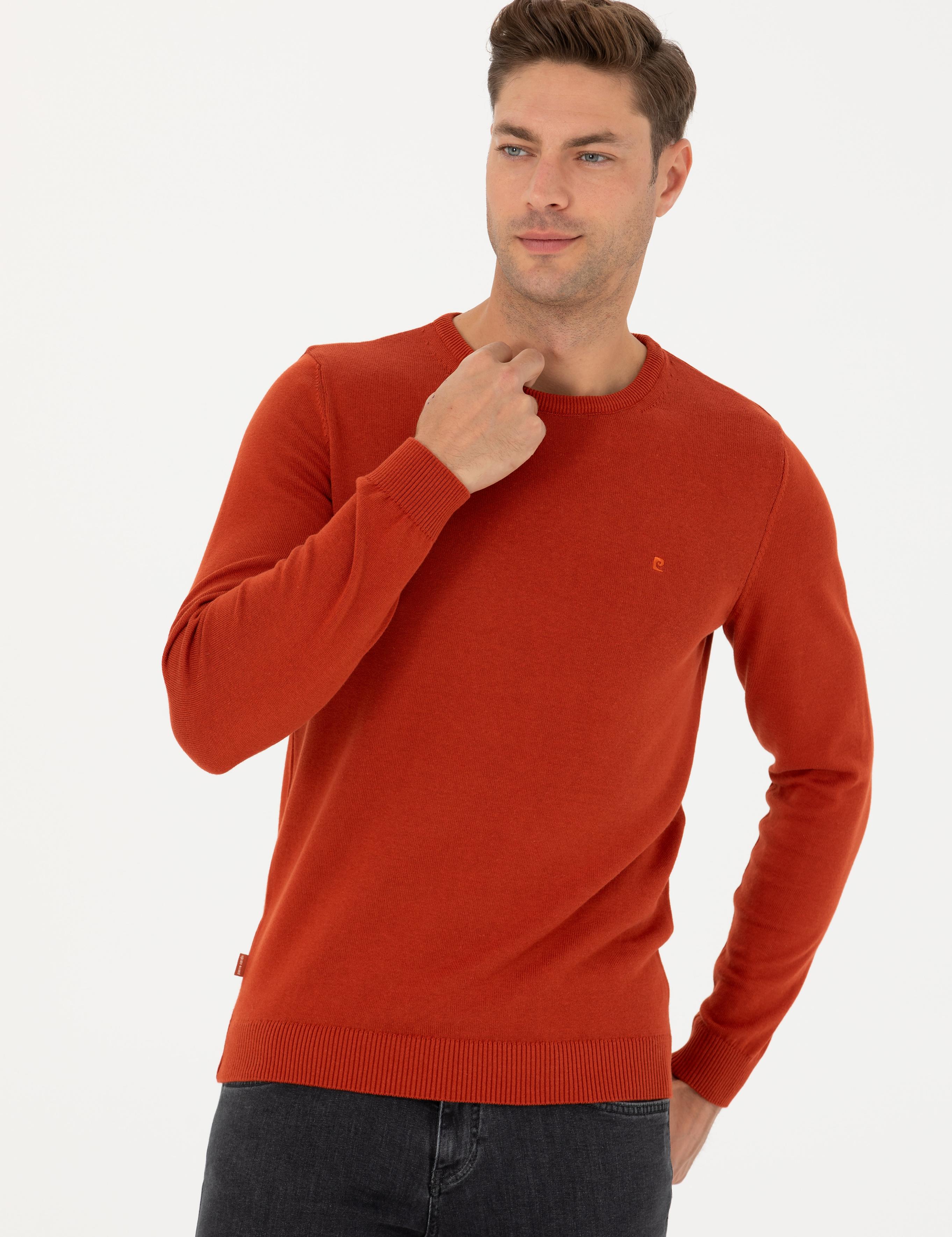 Kiremit Slim Fit Bisiklet Yaka Basic Triko Kazak