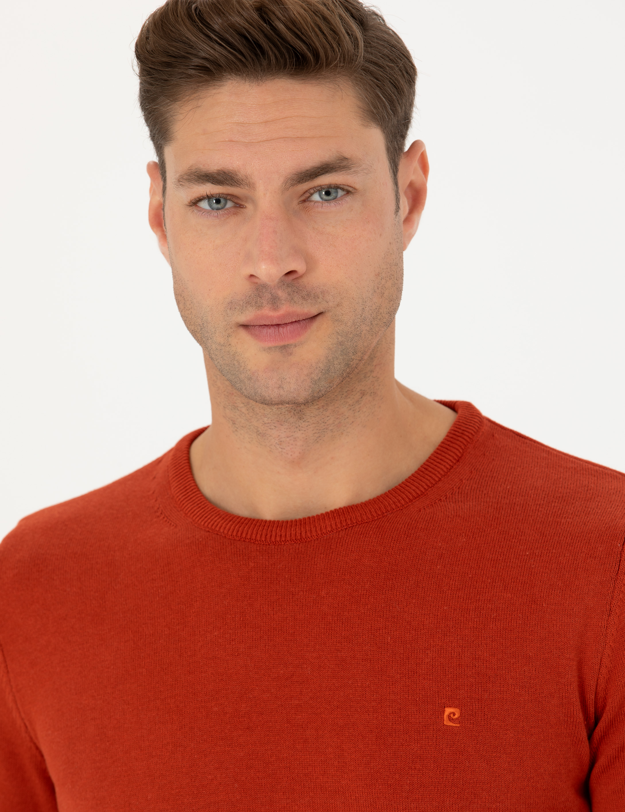 Pierre Cardin Kiremit Slim Fit Bisiklet Yaka Basic Triko Kazak görsel 4