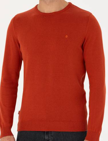 Kiremit Slim Fit Bisiklet Yaka Basic Triko Kazak
