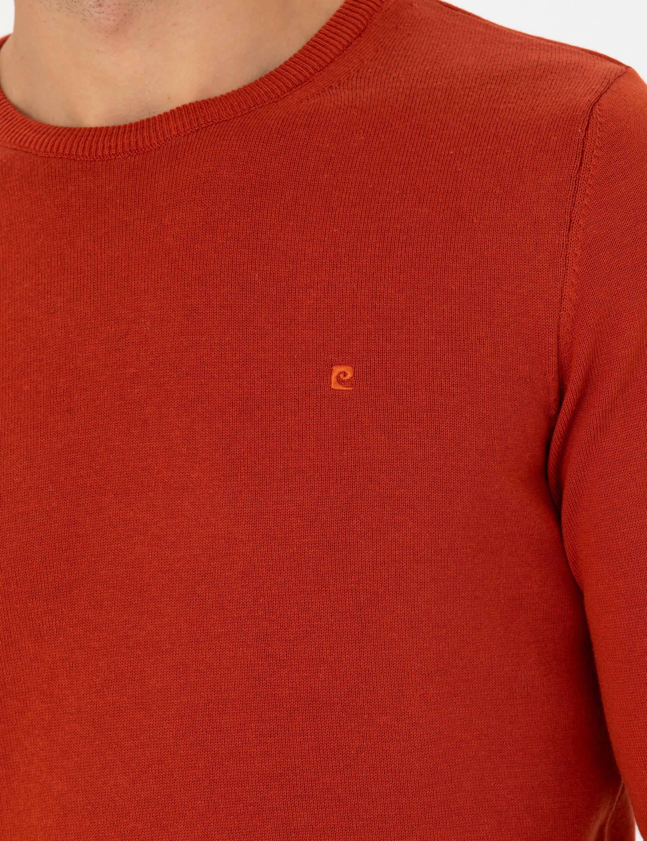 Pierre Cardin Kiremit Slim Fit Bisiklet Yaka Basic Triko Kazak görsel 7