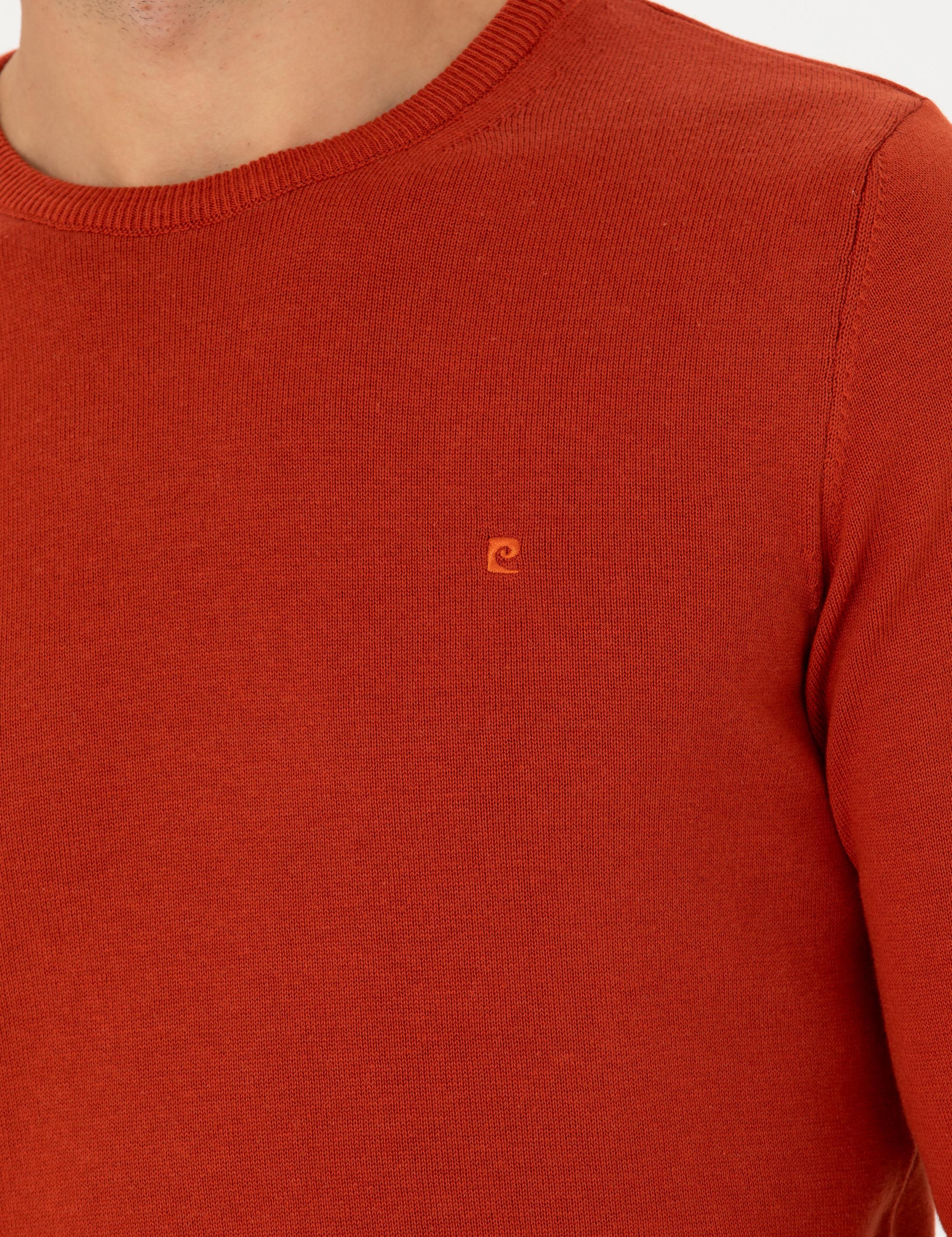 Kiremit Slim Fit Bisiklet Yaka Basic Triko Kazak