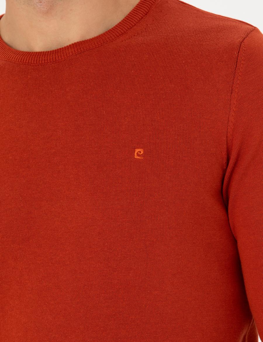 Kiremit Slim Fit Bisiklet Yaka Basic Triko Kazak