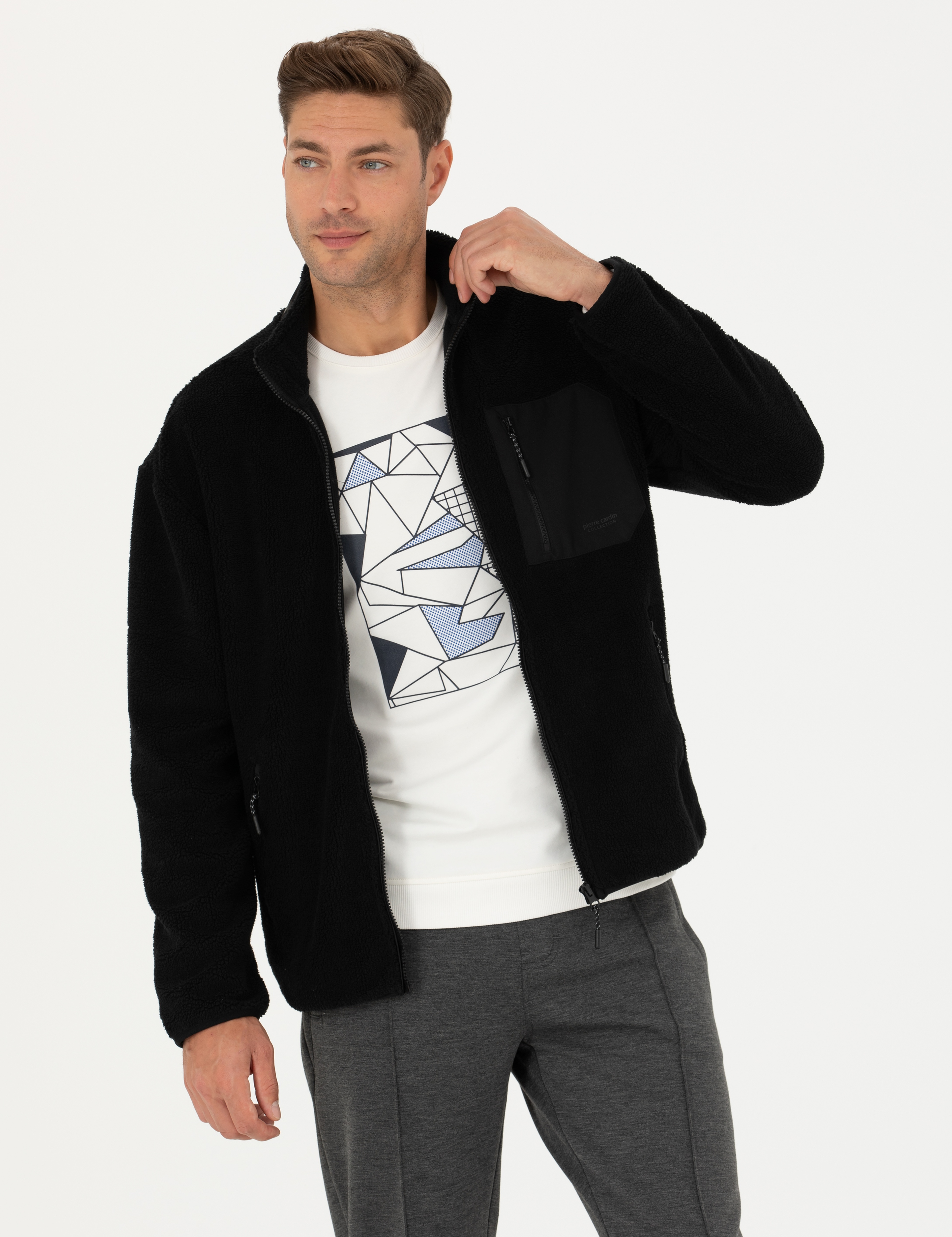 Siyah Regular Fit Hırka - Image 1