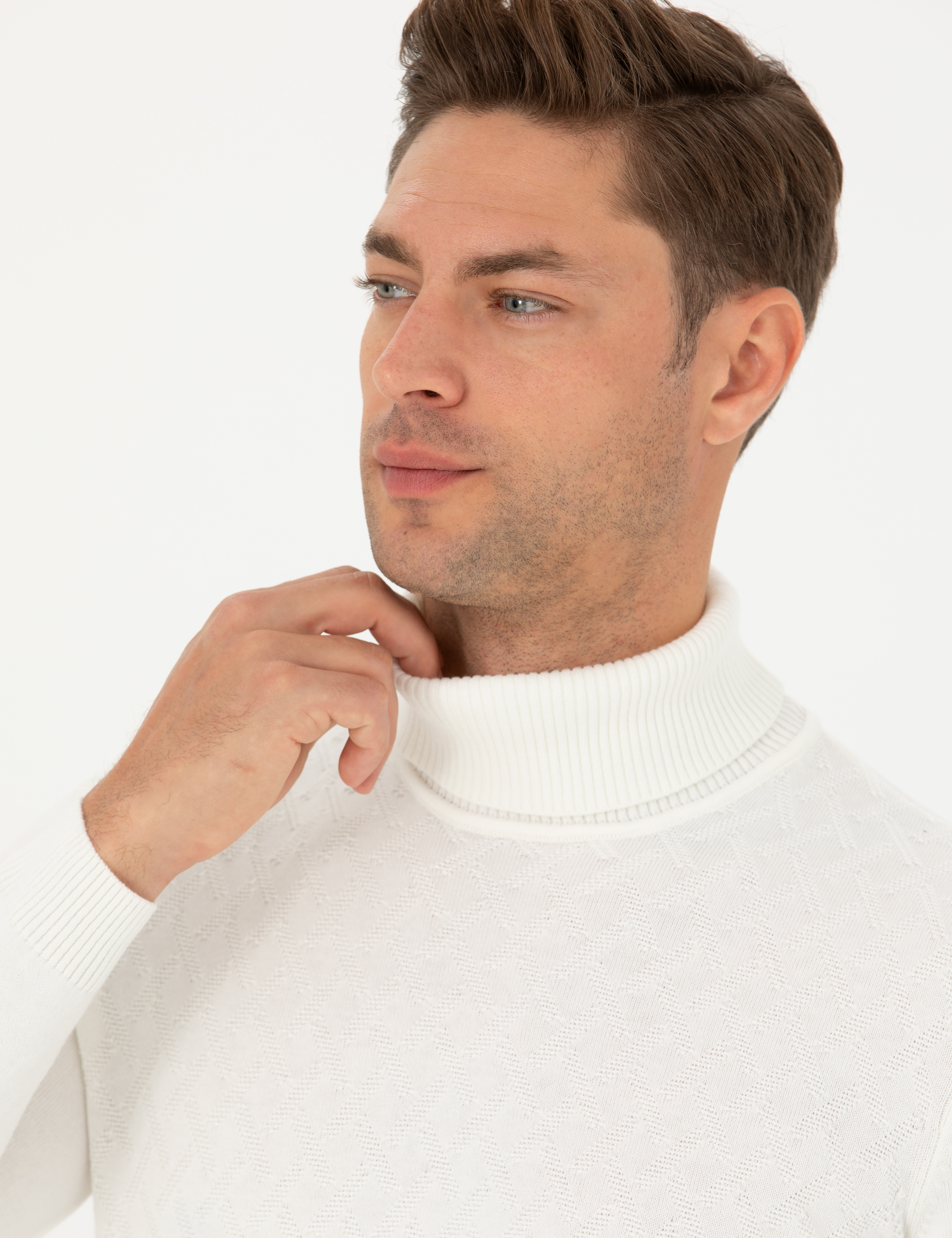 Pierre Cardin Ekru Slim Fit Balıkçı Yaka Triko Kazak görsel 2