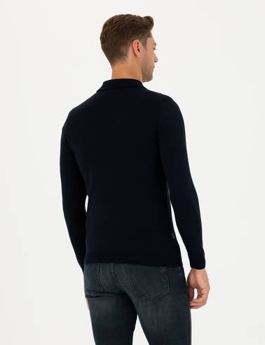 Lacivert Slim Fit Kazak