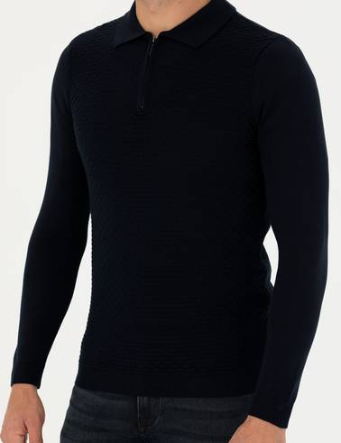 Lacivert Slim Fit Kazak