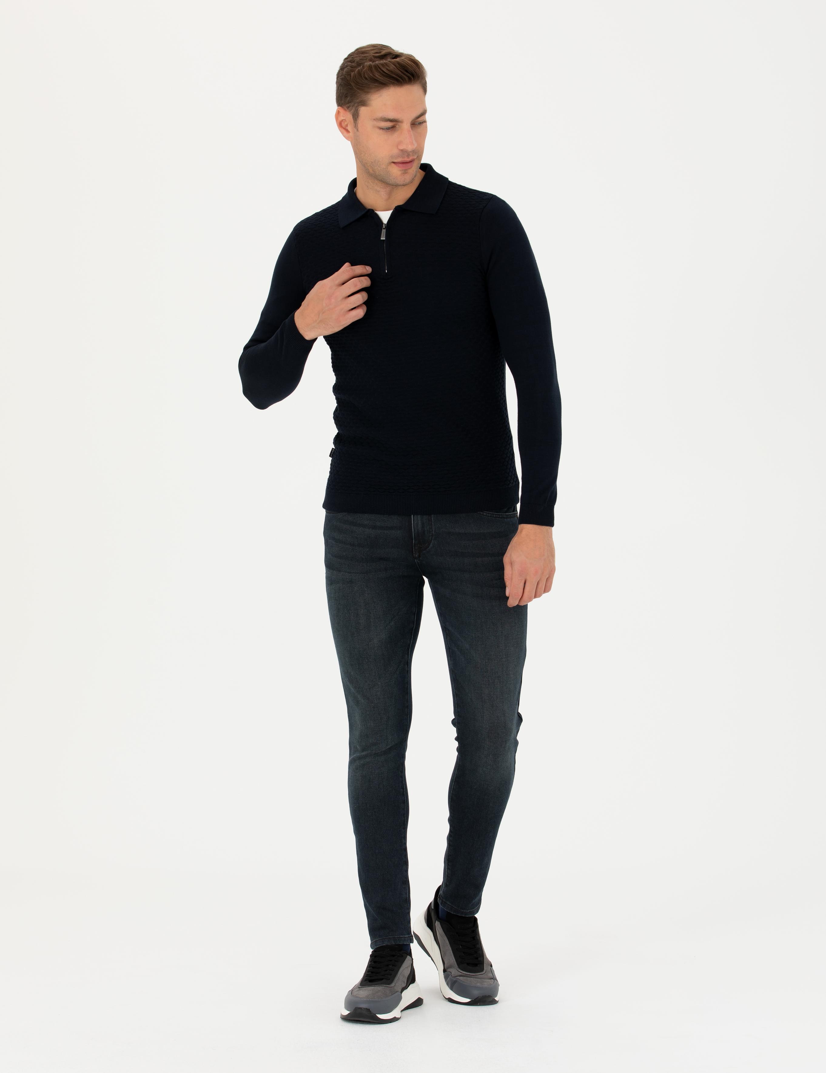 Lacivert Slim Fit Kazak