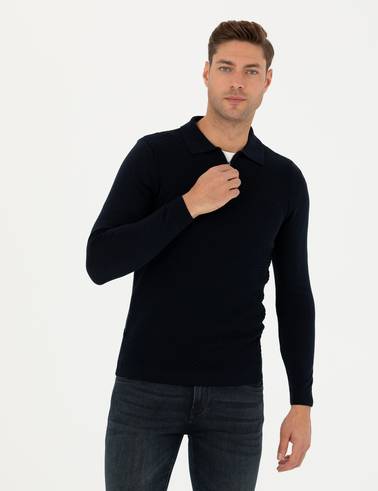 Lacivert Slim Fit Kazak