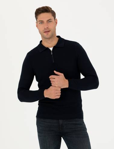 Lacivert Slim Fit Kazak