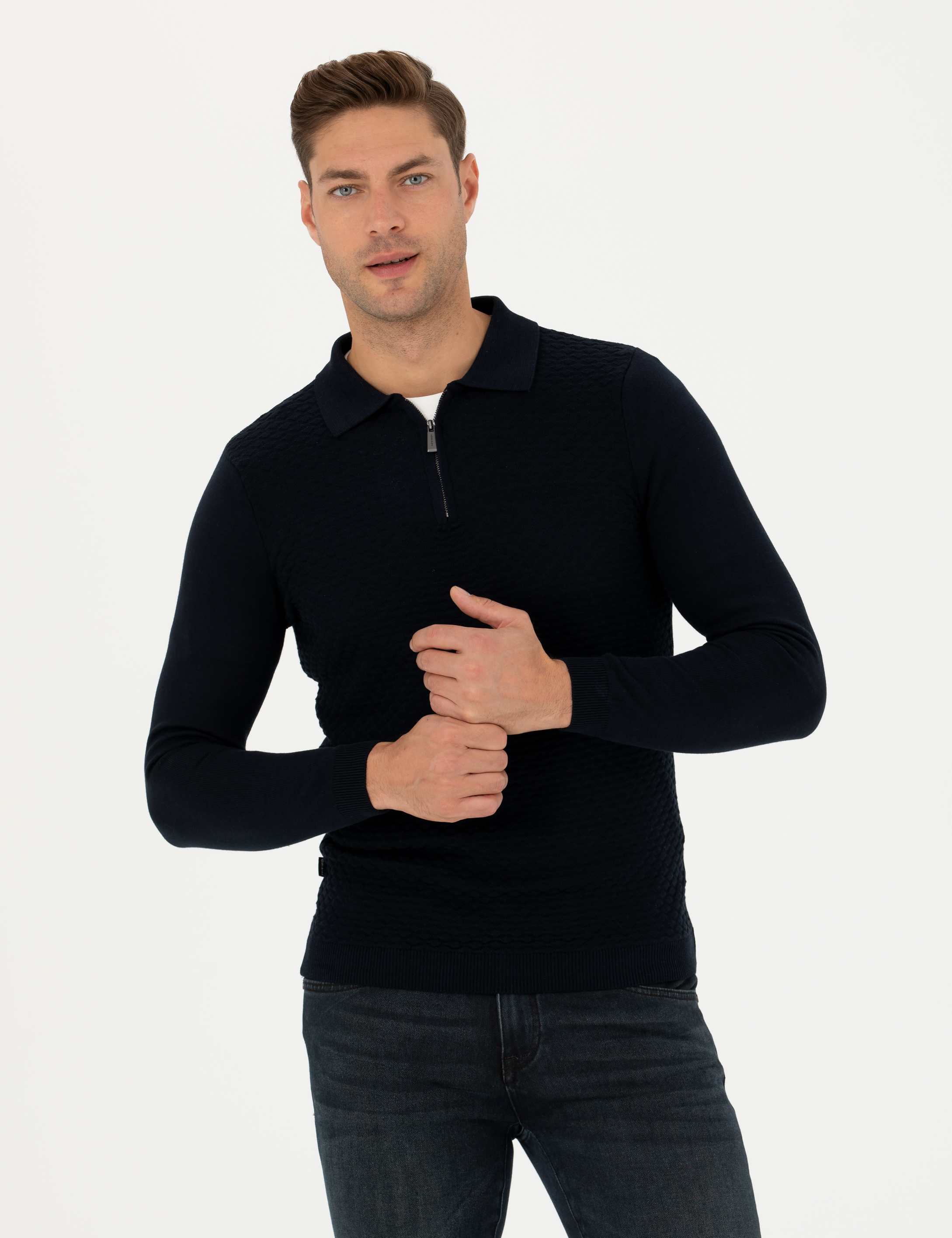 Lacivert Slim Fit Kazak - Image 2