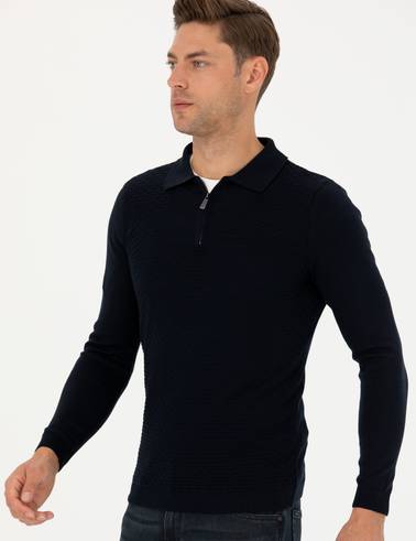 Lacivert Slim Fit Kazak