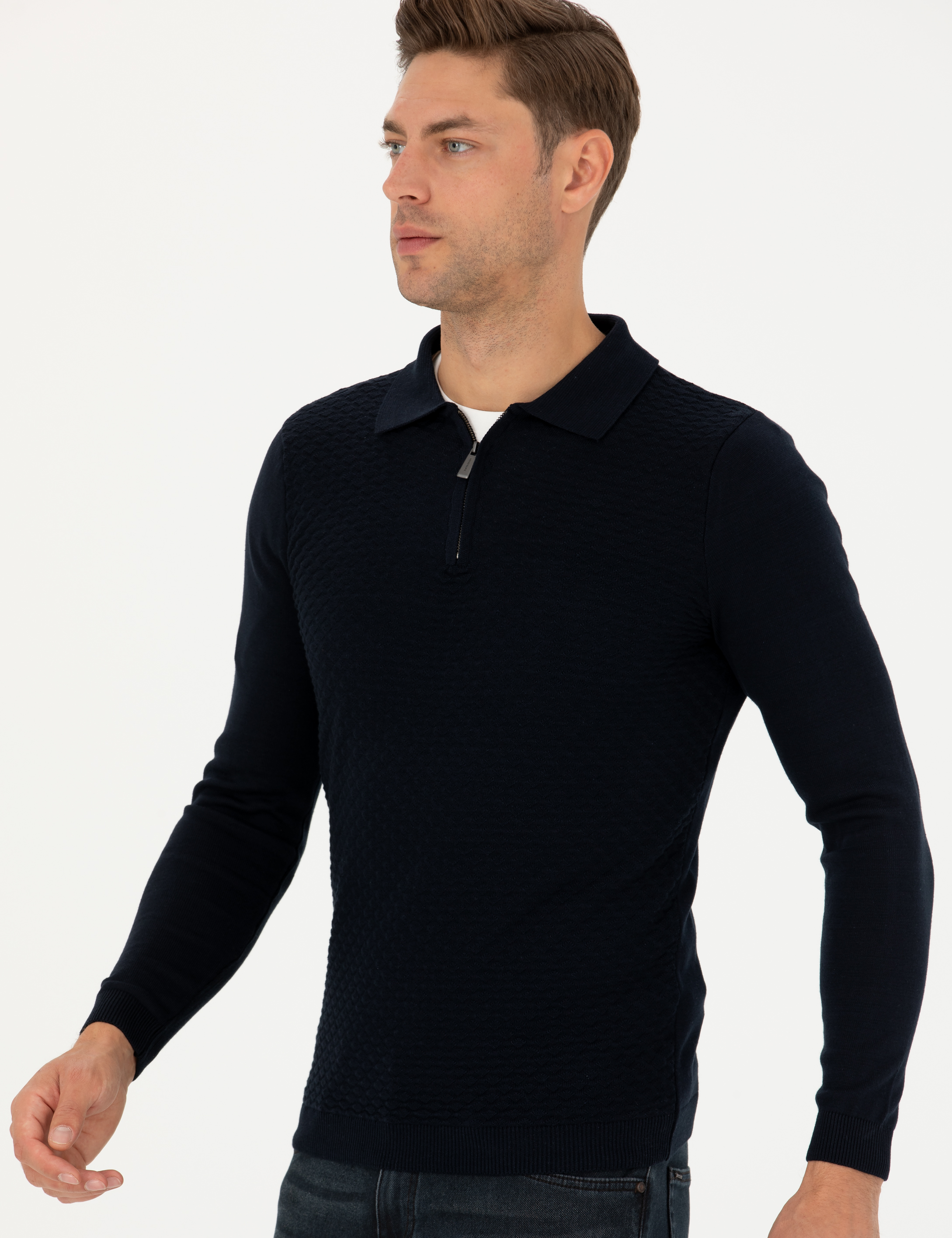 Lacivert Slim Fit Kazak - Image 3