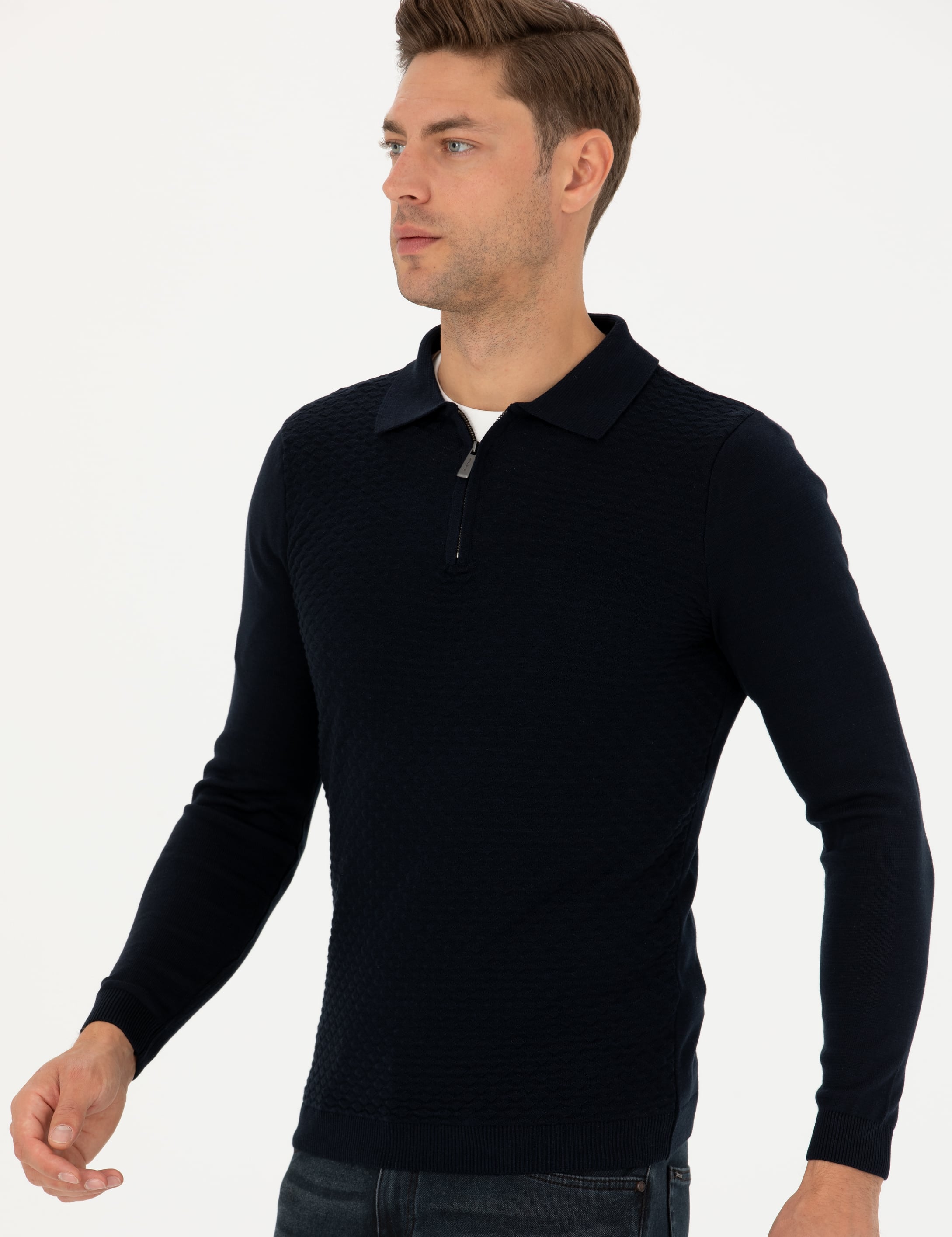 Lacivert Slim Fit Kazak