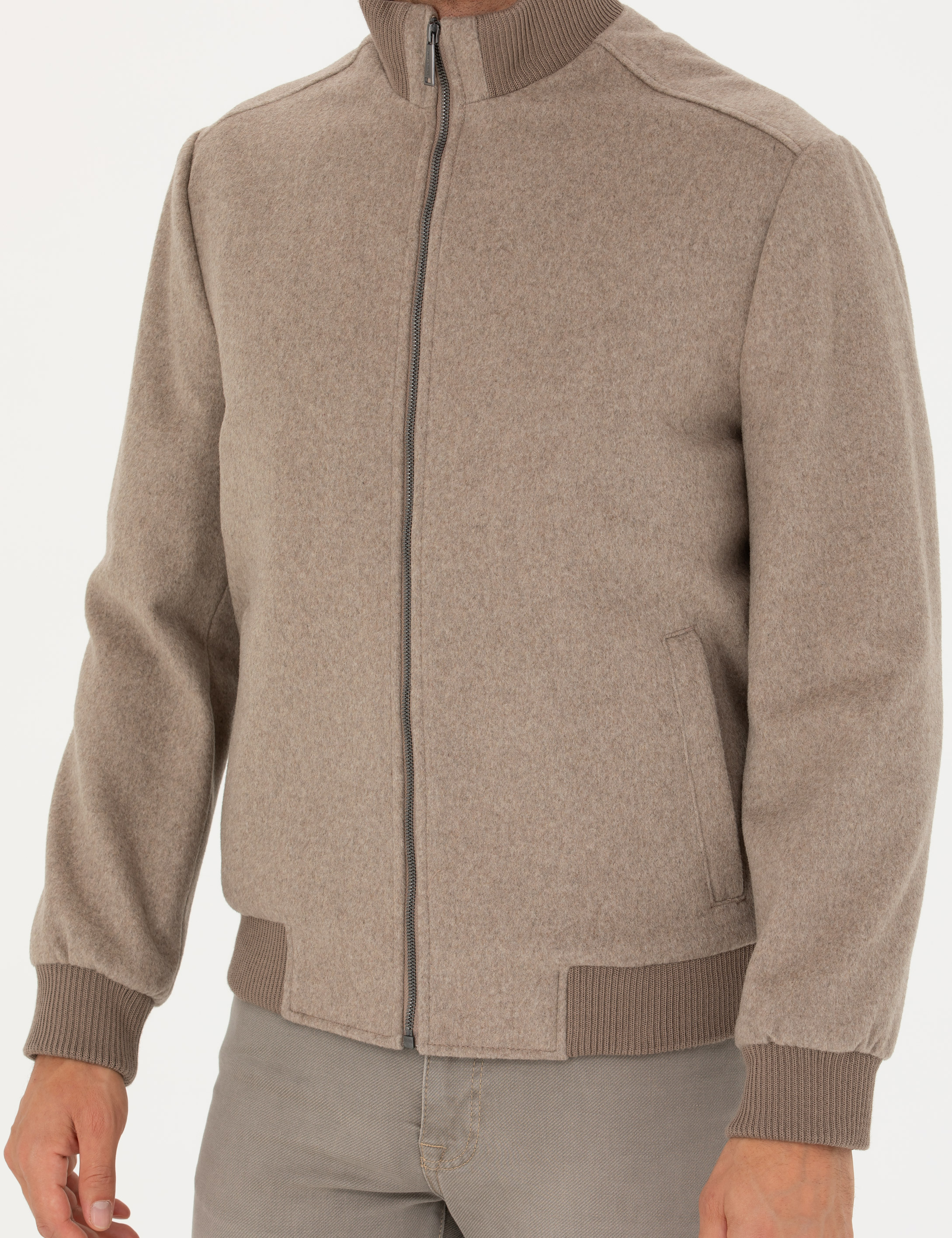 Pierre Cardin Bej Kaşe Mont görsel 7
