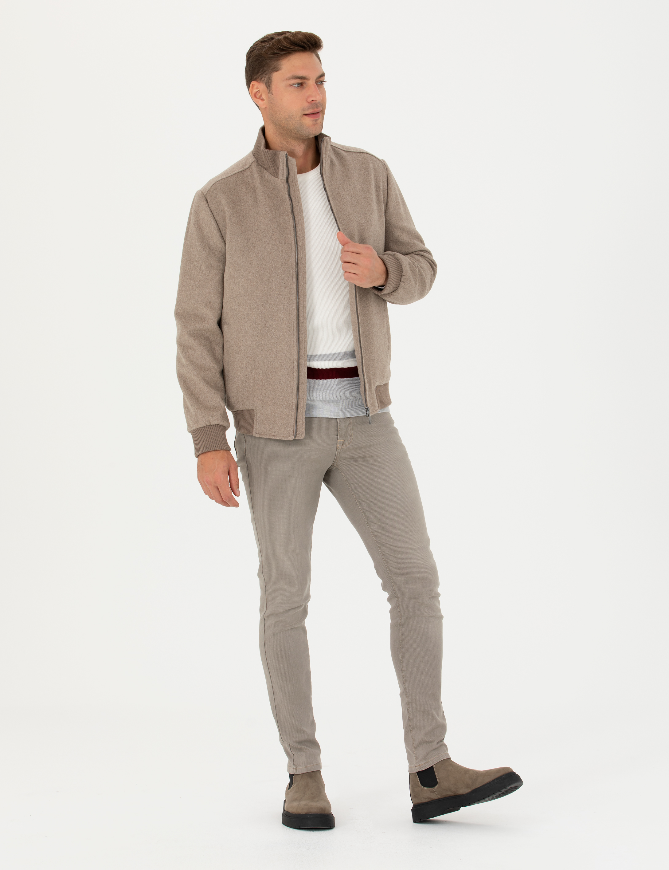 Pierre Cardin Bej Kaşe Mont görsel 5