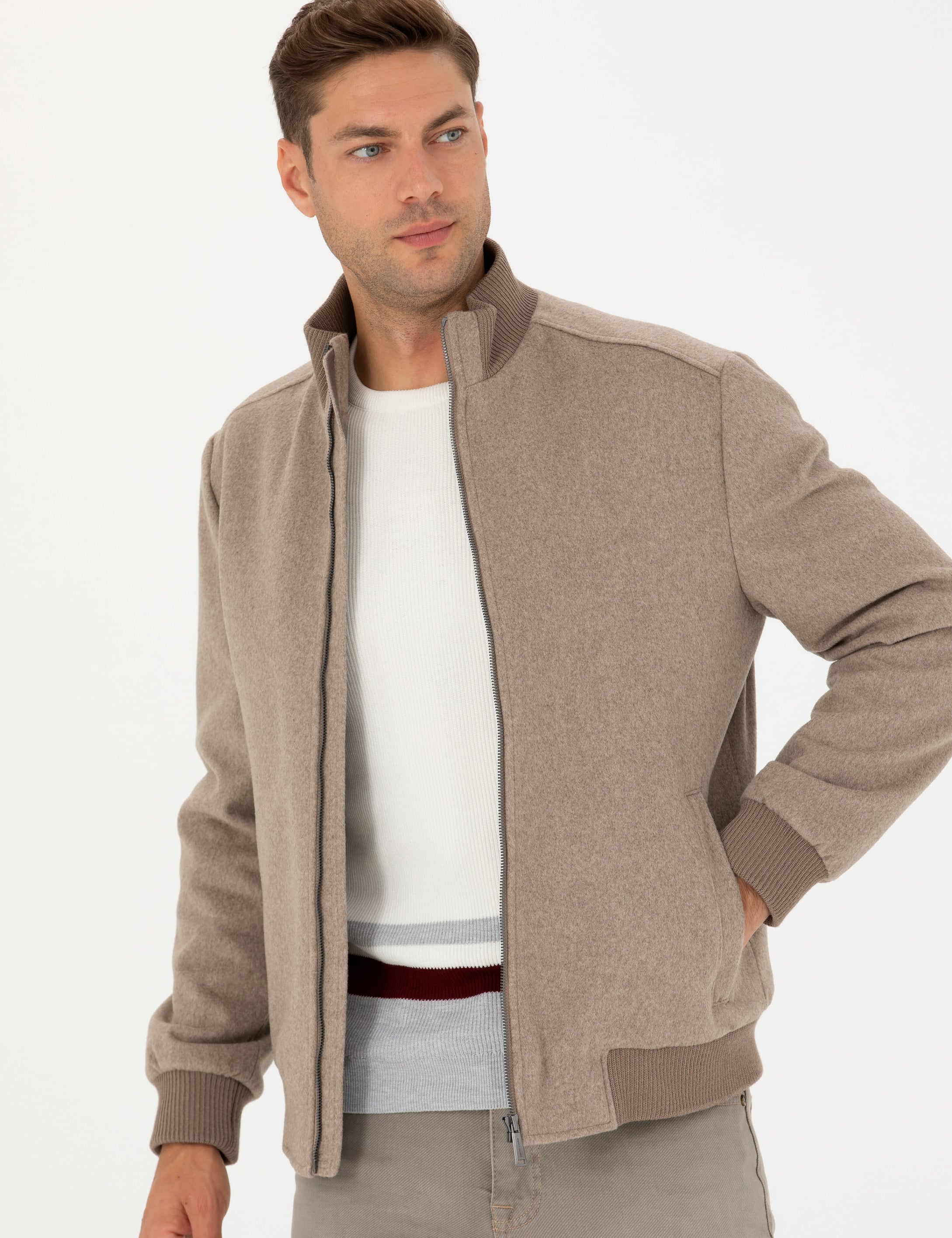 Pierre Cardin Bej Kaşe Mont görsel 2