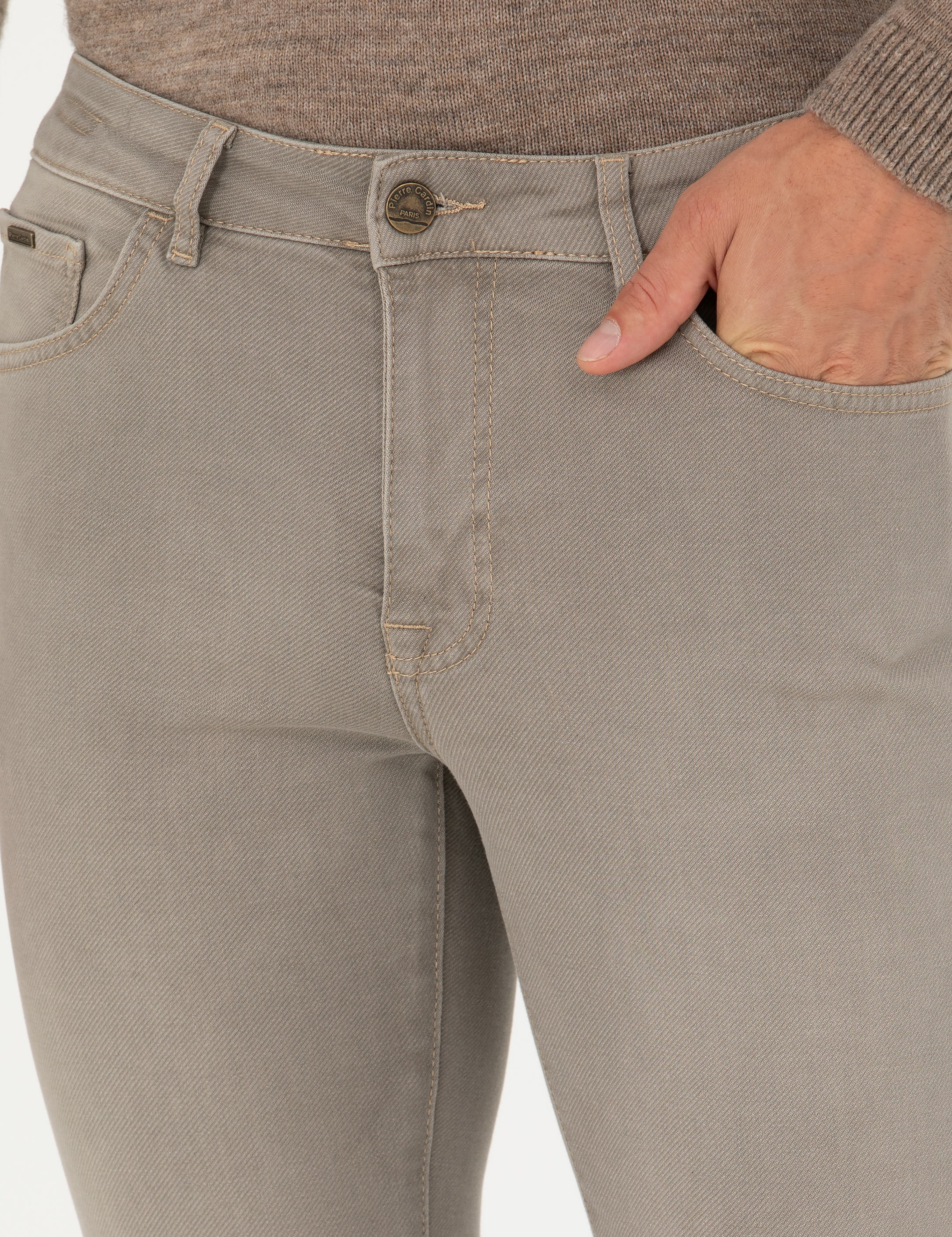 Bej Slim Fit Jean Pantolon