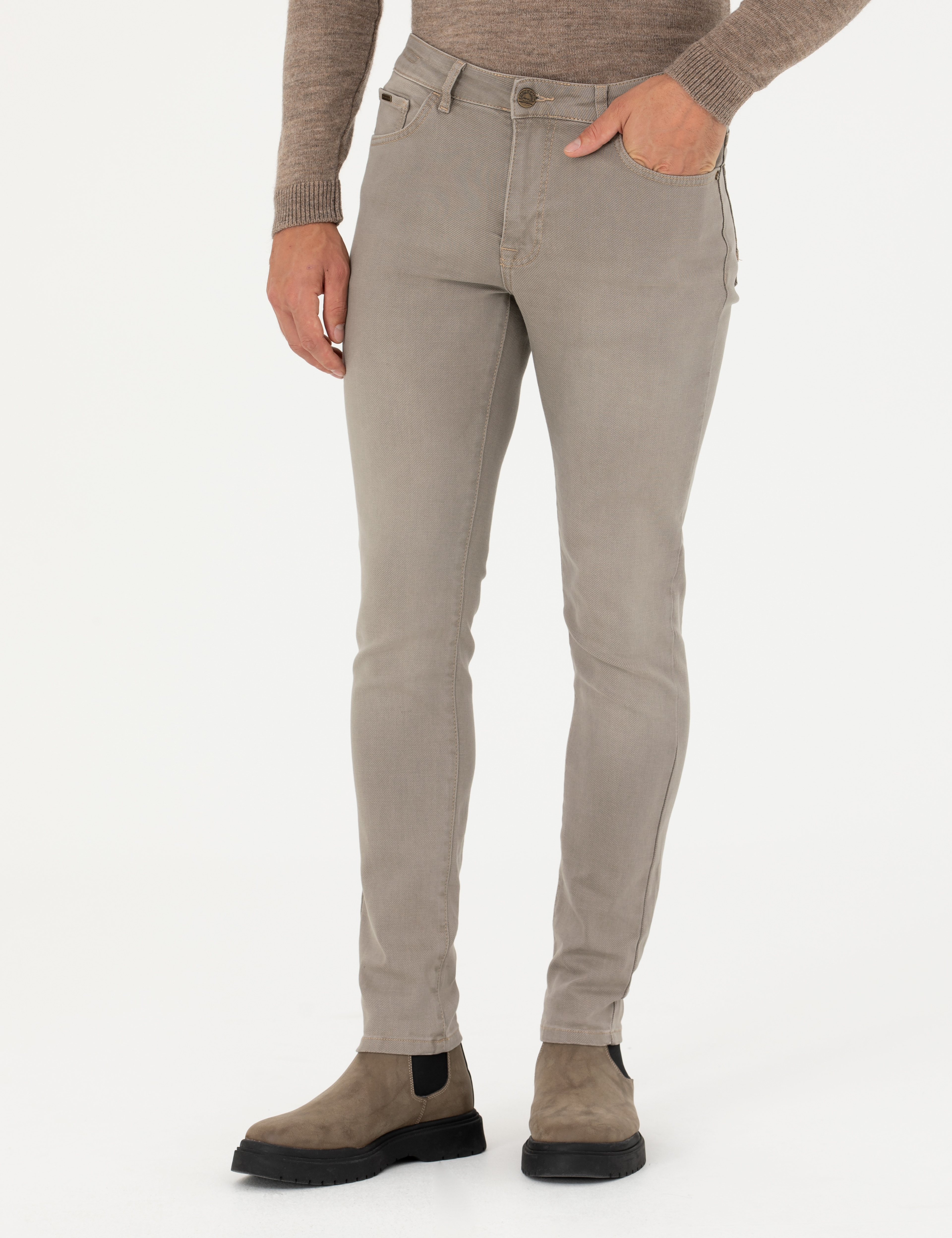 Bej Slim Fit Jean Pantolon