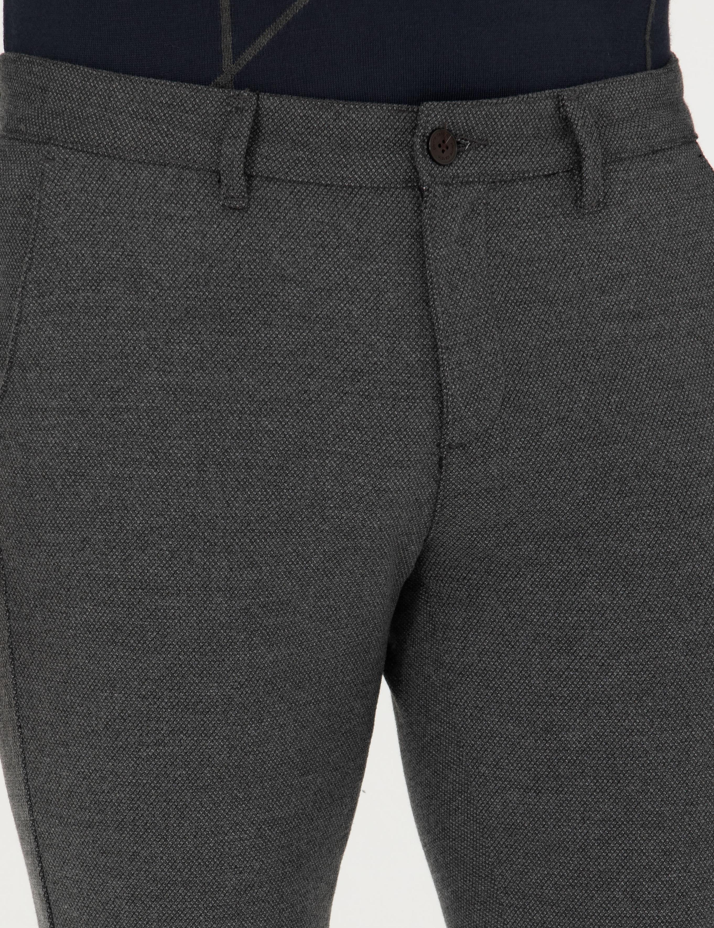 Gri Slim Fit Kanvas Pantolon