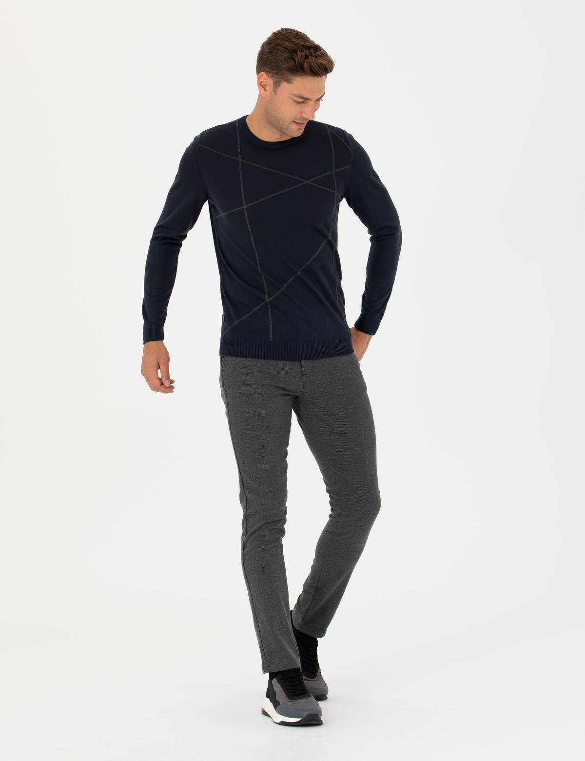 Gri Slim Fit Kanvas Pantolon