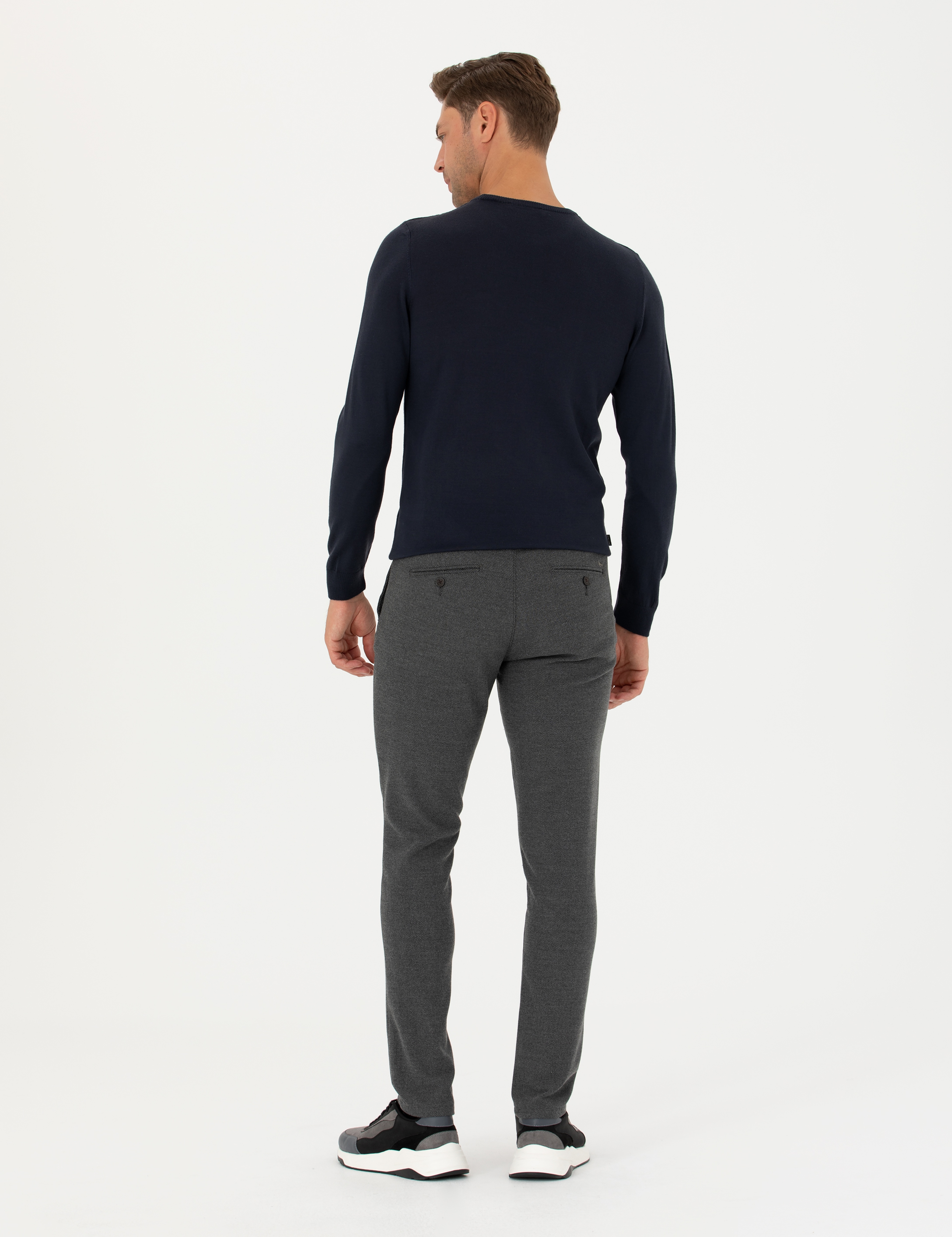 Gri Slim Fit Kanvas Pantolon - Image 4