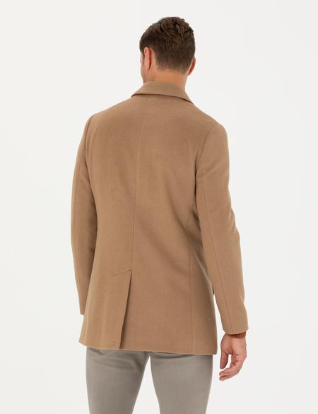 Camel Yün Karışımlı Ekstra Slim Fit Kaşe Kaban - 50270887038