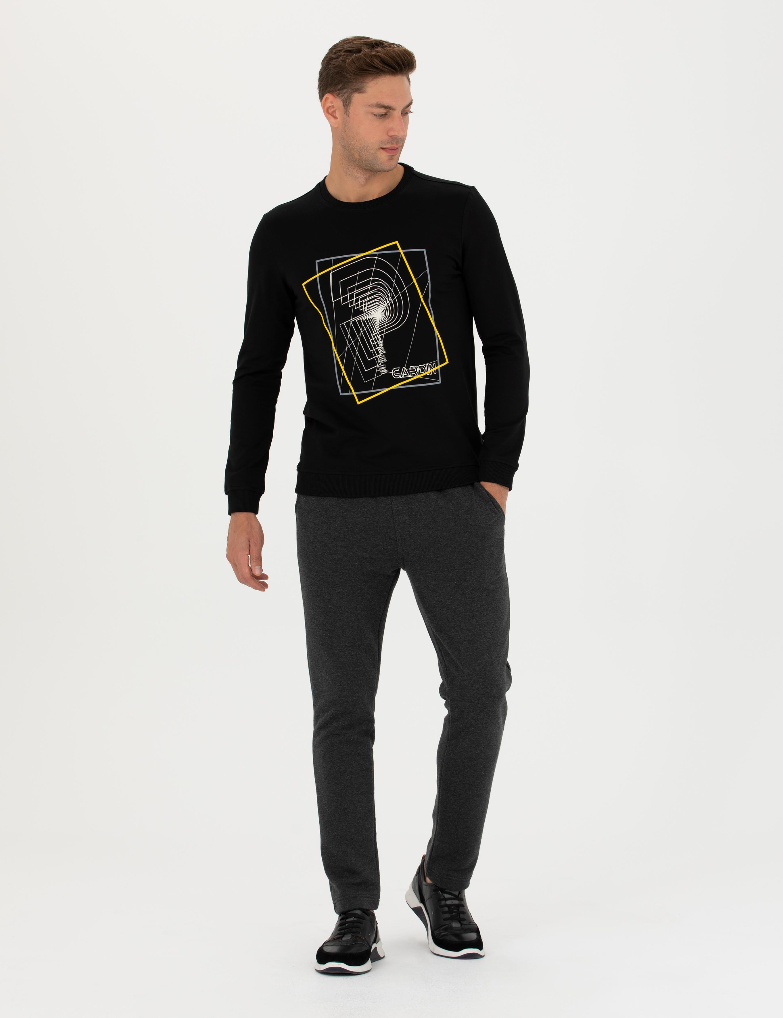 Antrasit Melanj Slim Fit Eşofman Altı