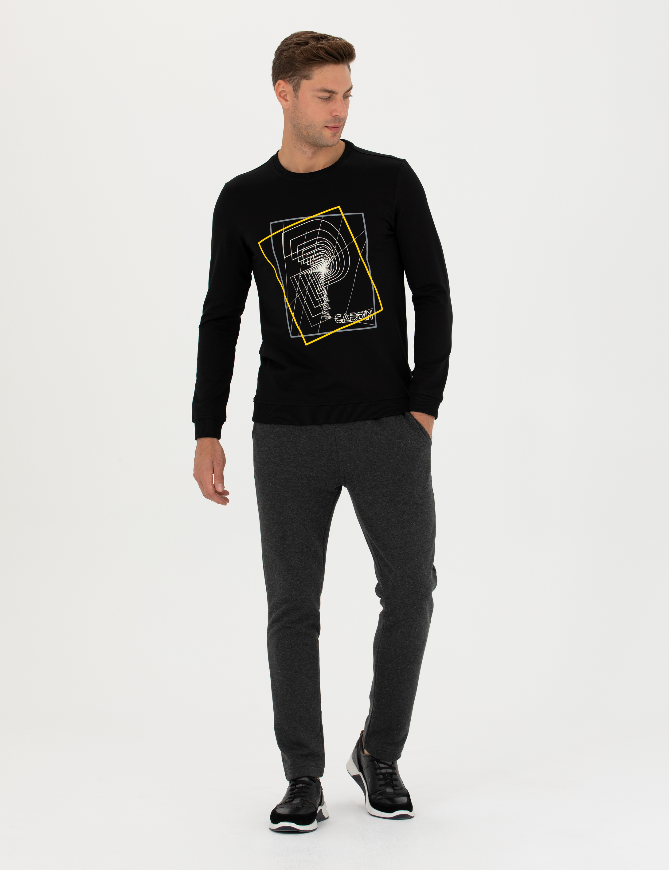Antrasit Melanj Slim Fit Eşofman Altı - Image 1