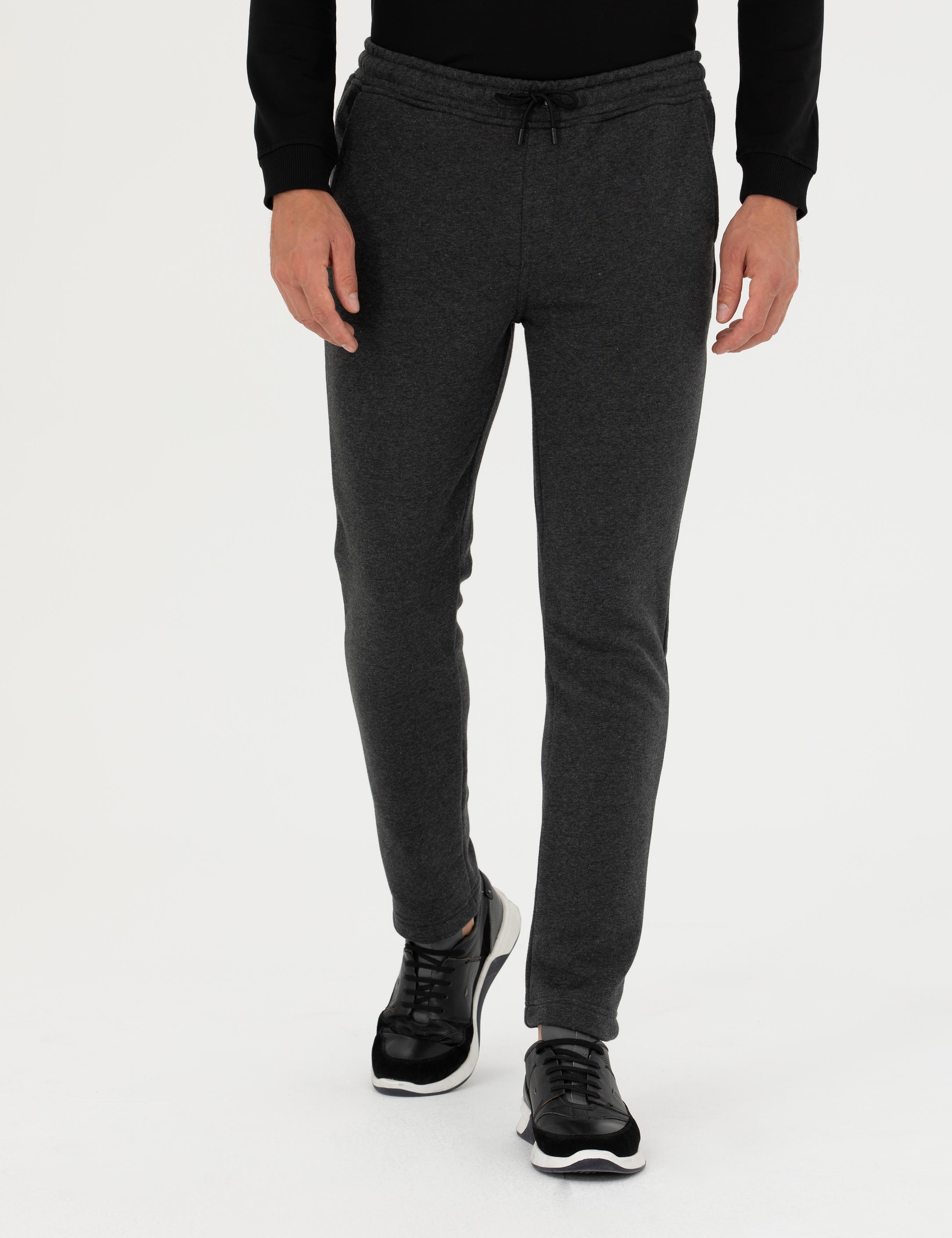 Antrasit Melanj Slim Fit Eşofman Altı