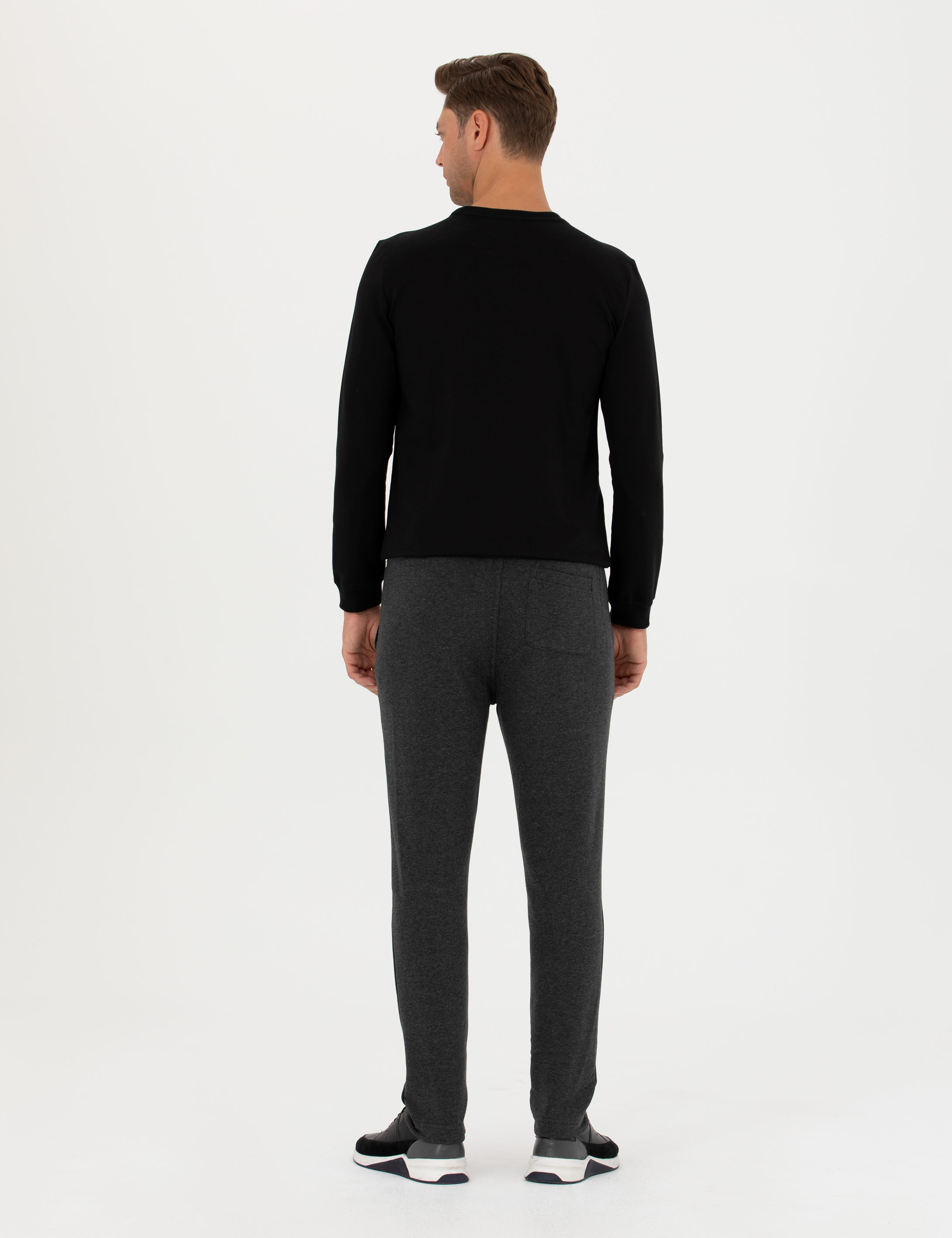 Antrasit Melanj Slim Fit Eşofman Altı