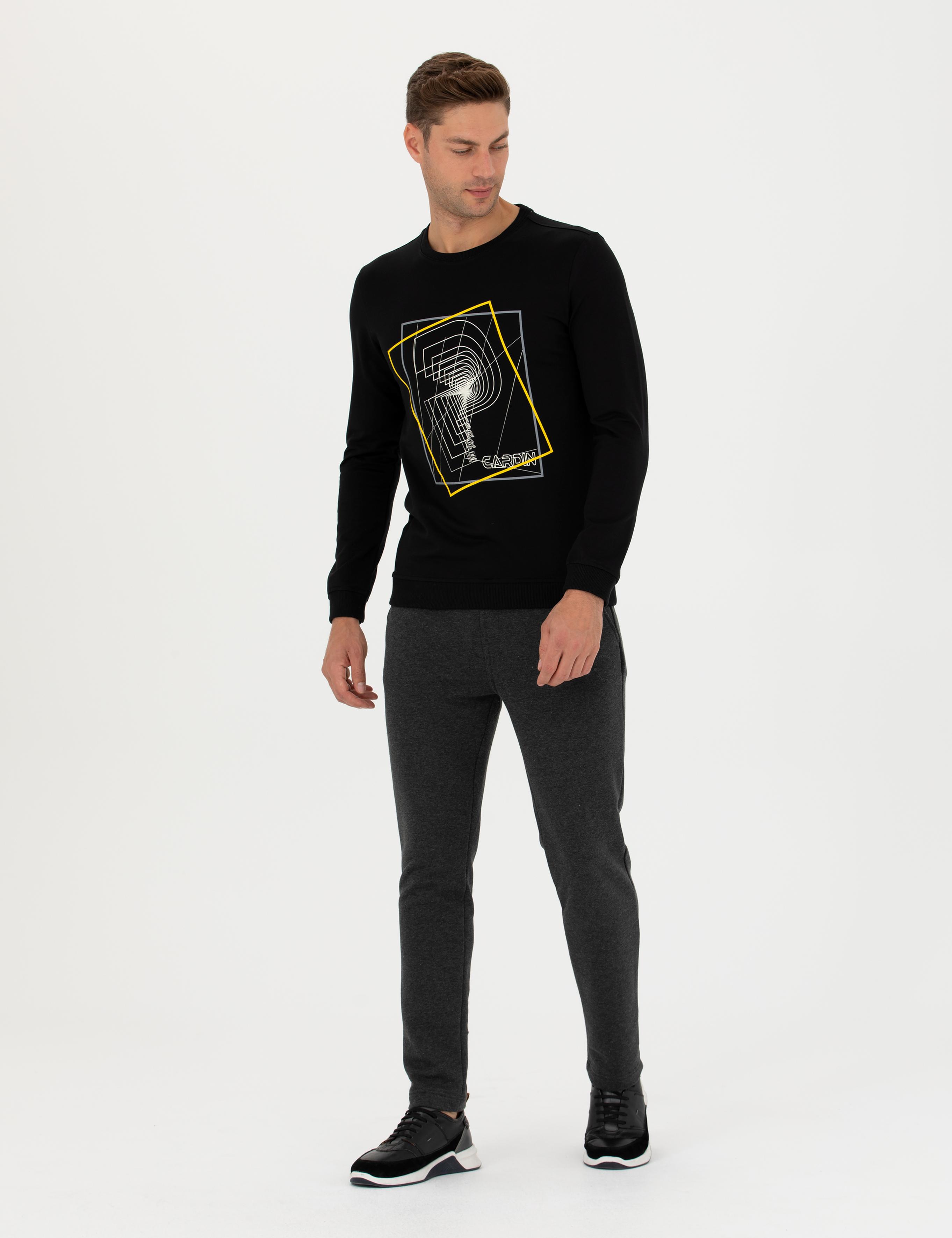 Antrasit Melanj Slim Fit Eşofman Altı