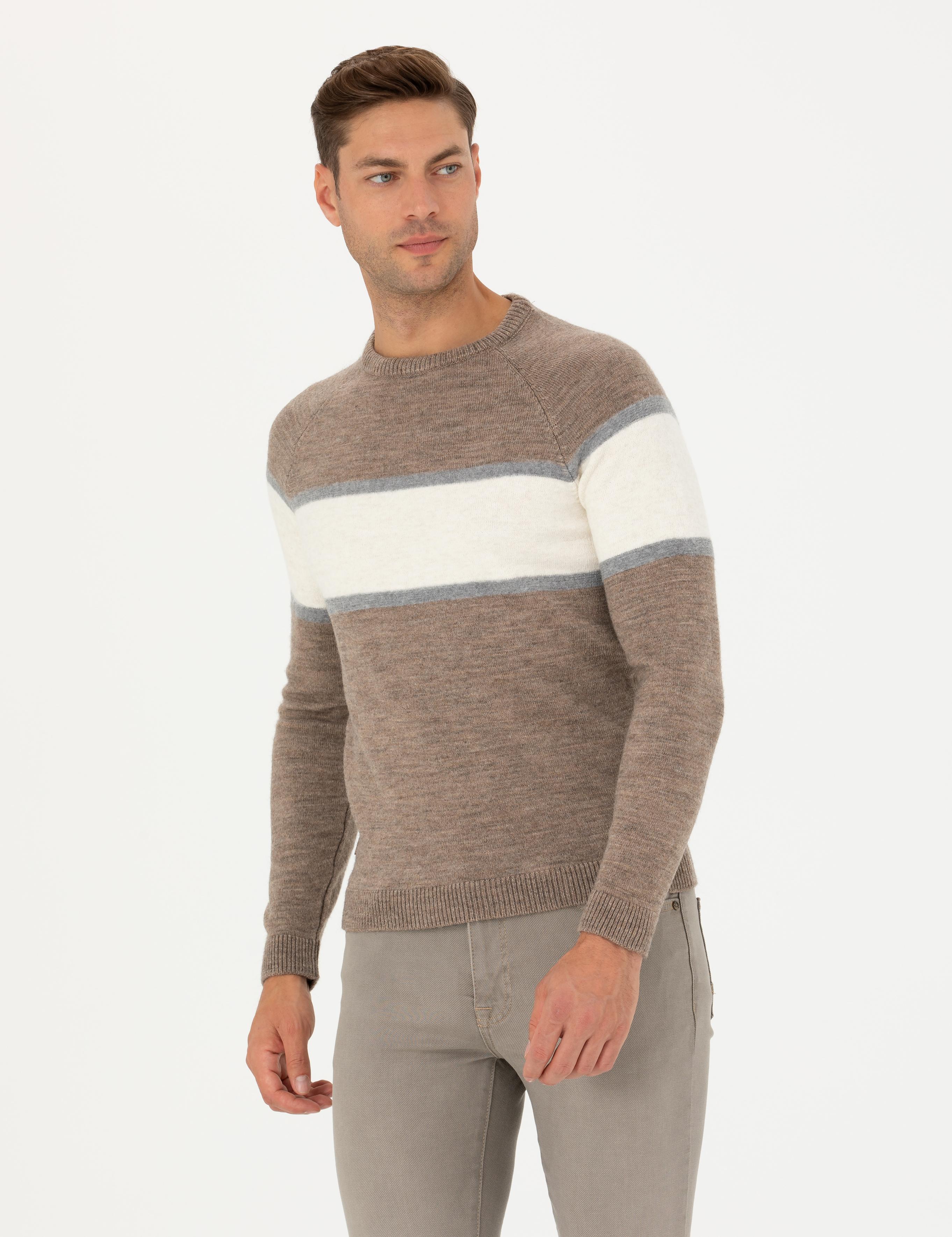 Kum Melanj Slim Fit Bisiklet Yaka Triko Kazak