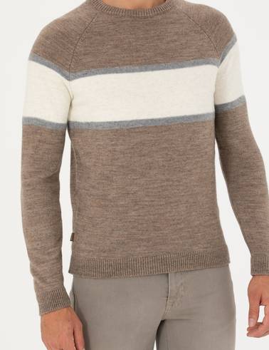 Kum Melanj Slim Fit Bisiklet Yaka Triko Kazak