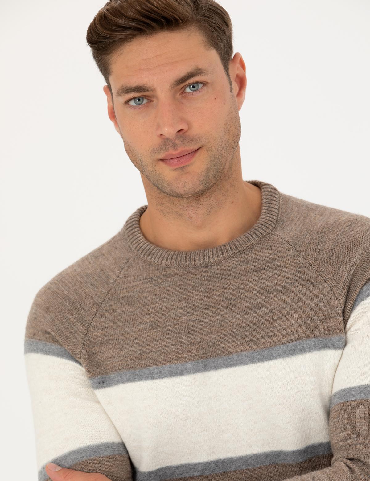 Kum Melanj Slim Fit Bisiklet Yaka Triko Kazak - 50278026008