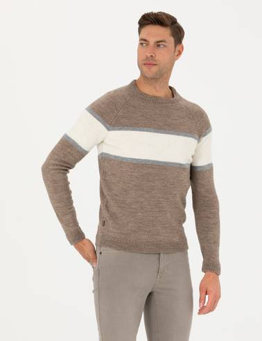 Kum Melanj Slim Fit Bisiklet Yaka Triko Kazak