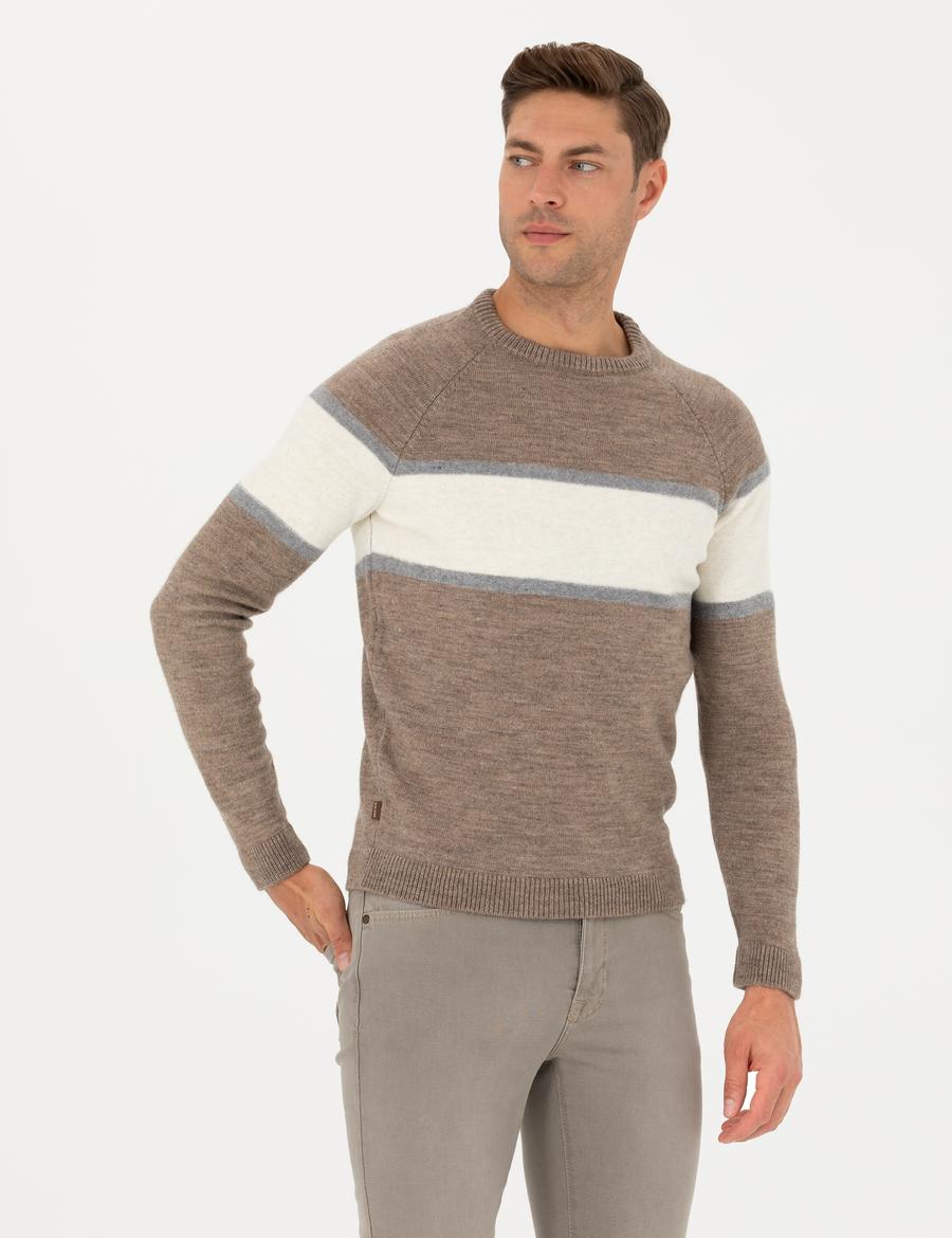 Kum Melanj Slim Fit Bisiklet Yaka Triko Kazak