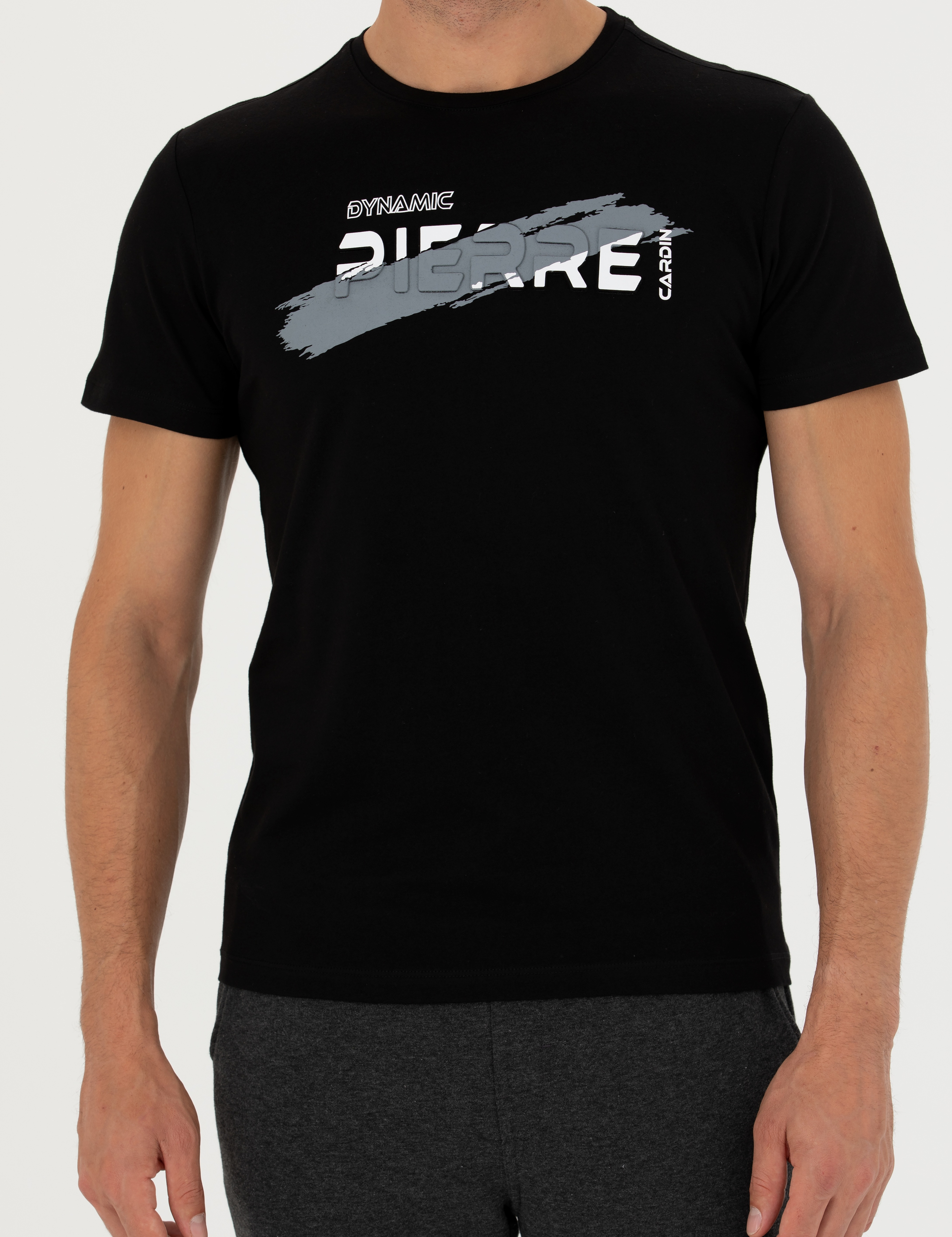 Siyah Slim Fit %100 Pamuk Bisiklet Yaka Tişört - Image 7
