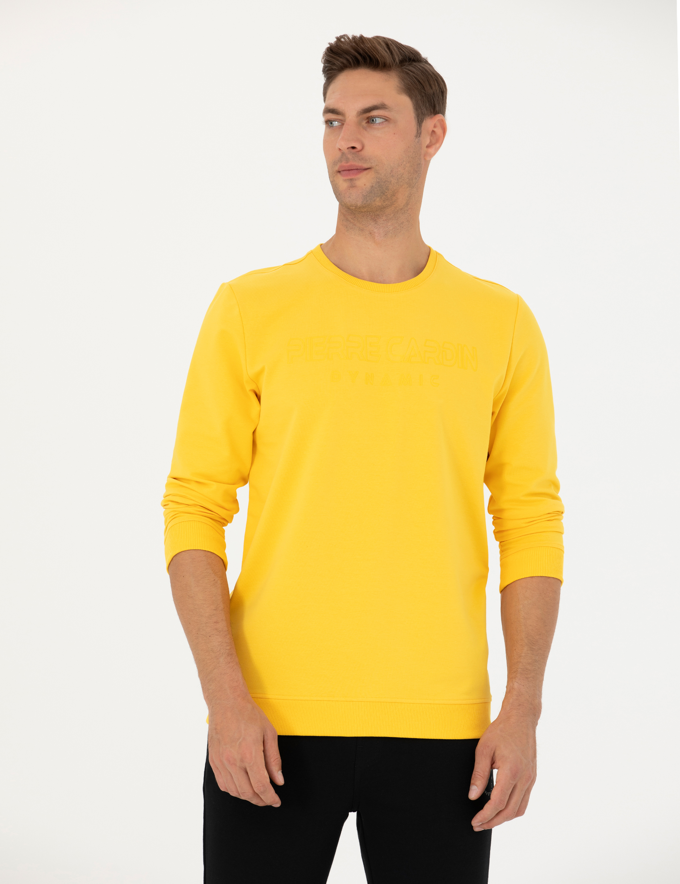 Pierre Cardin Sarı Regular Fit Sweatshirt görsel 3