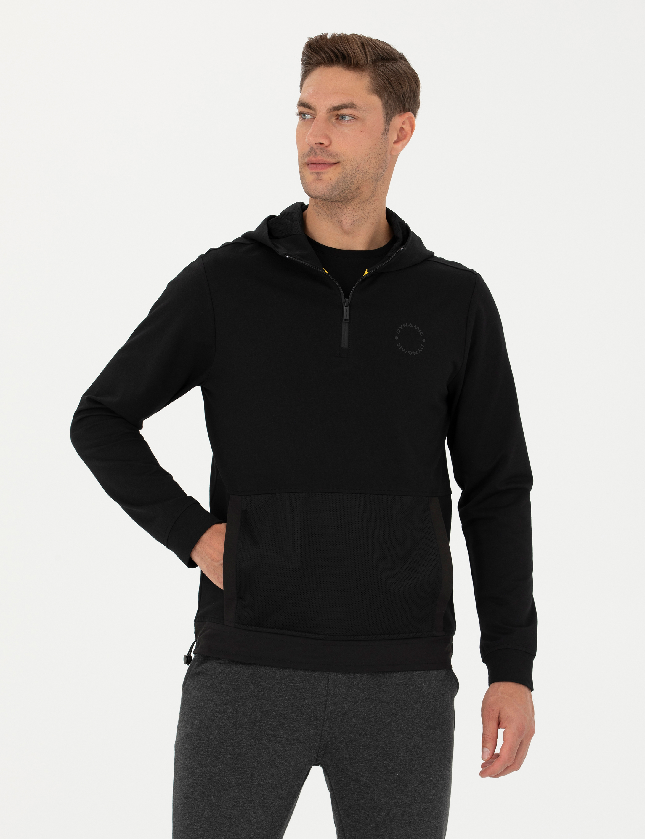 Pierre Cardin Siyah Regular Fit Kapüşonlu Sweatshirt görsel 3