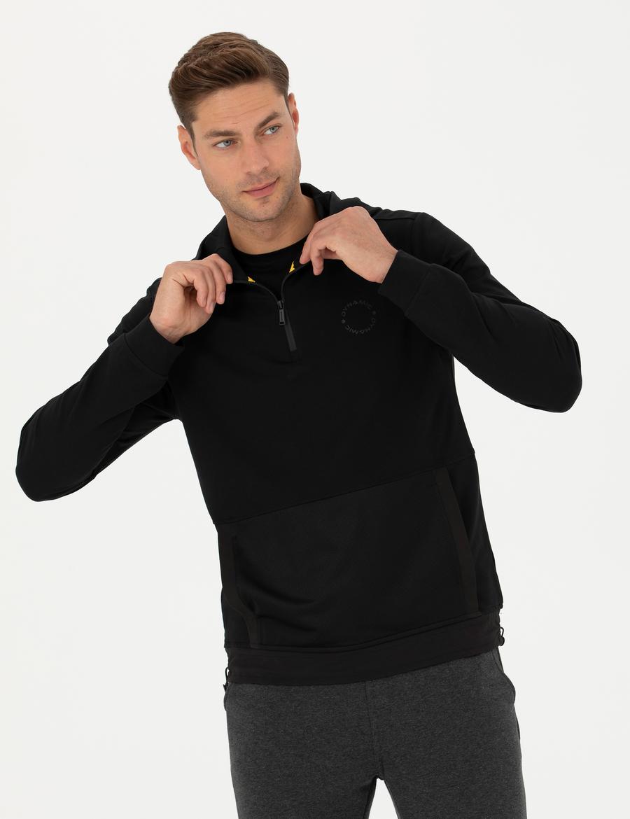 Siyah Regular Fit Kapüşonlu Sweatshirt