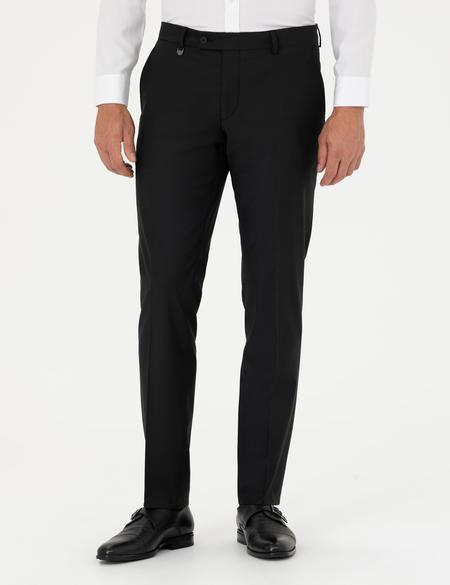 Siyah Slim Fit Yünlü Kumaş Pantolon - 50289278006