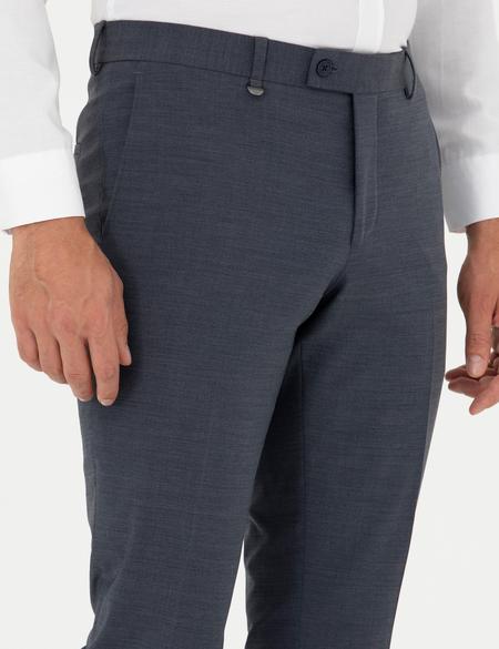 Koyu Mavi Slim Fit Yünlü Kumaş Pantolon - 50289278072