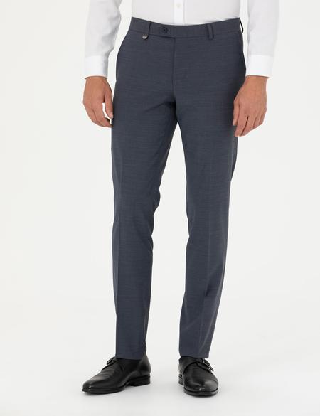Koyu Mavi Slim Fit Yünlü Kumaş Pantolon - 50289278072