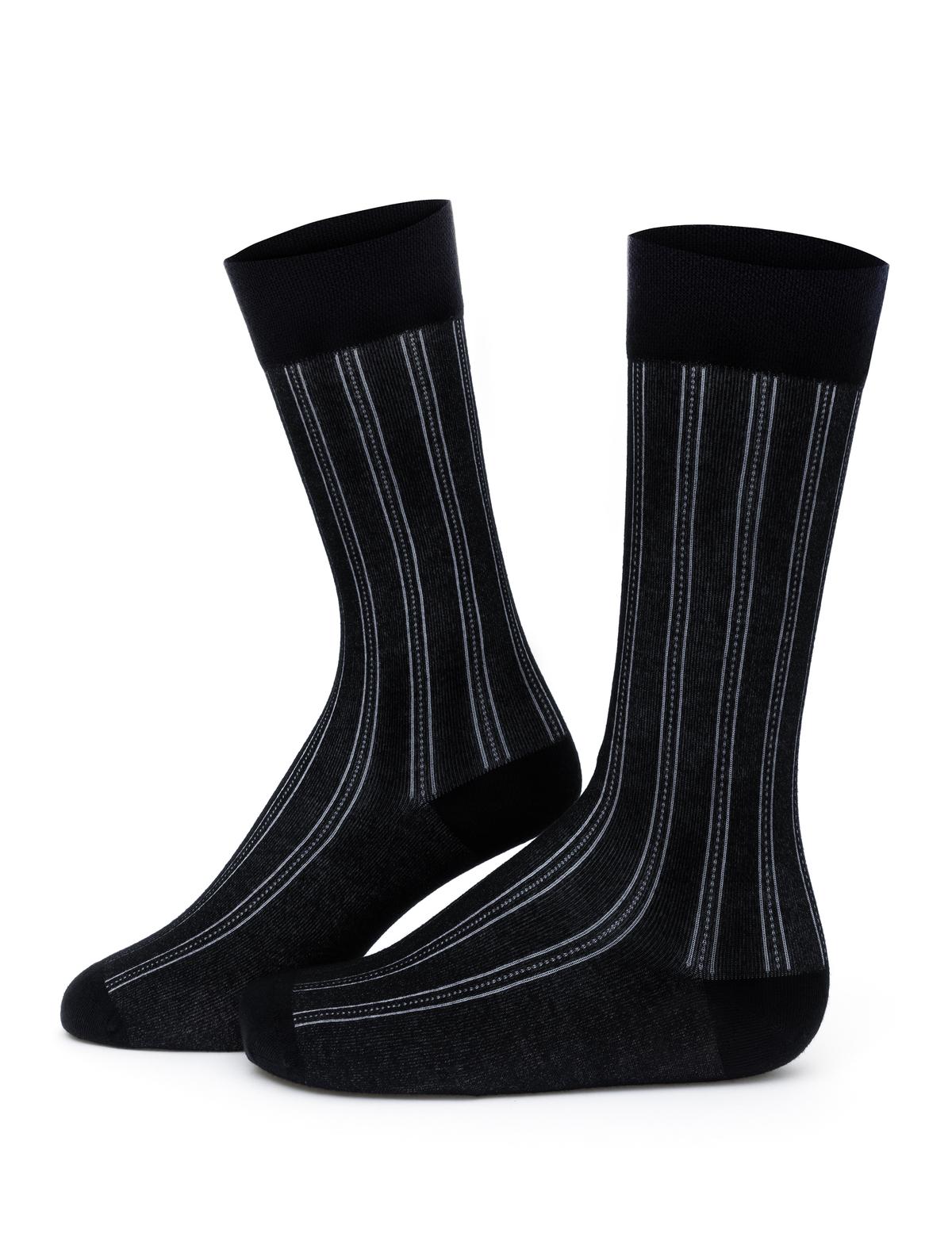 Erkek Bambu Karışımlı Siyah Soket Desenli Çorap