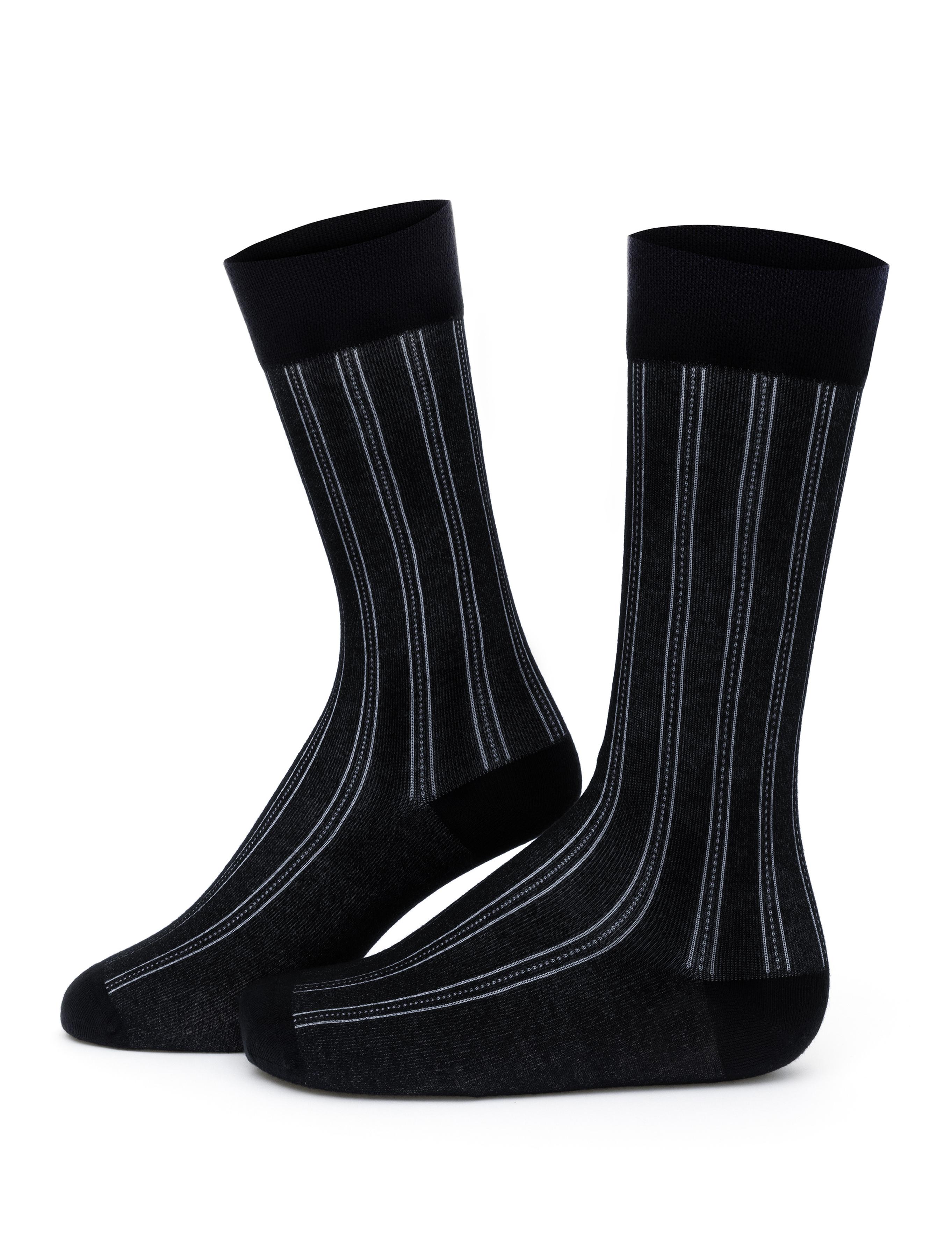 Erkek Bambu Karışımlı Siyah Soket Desenli Çorap